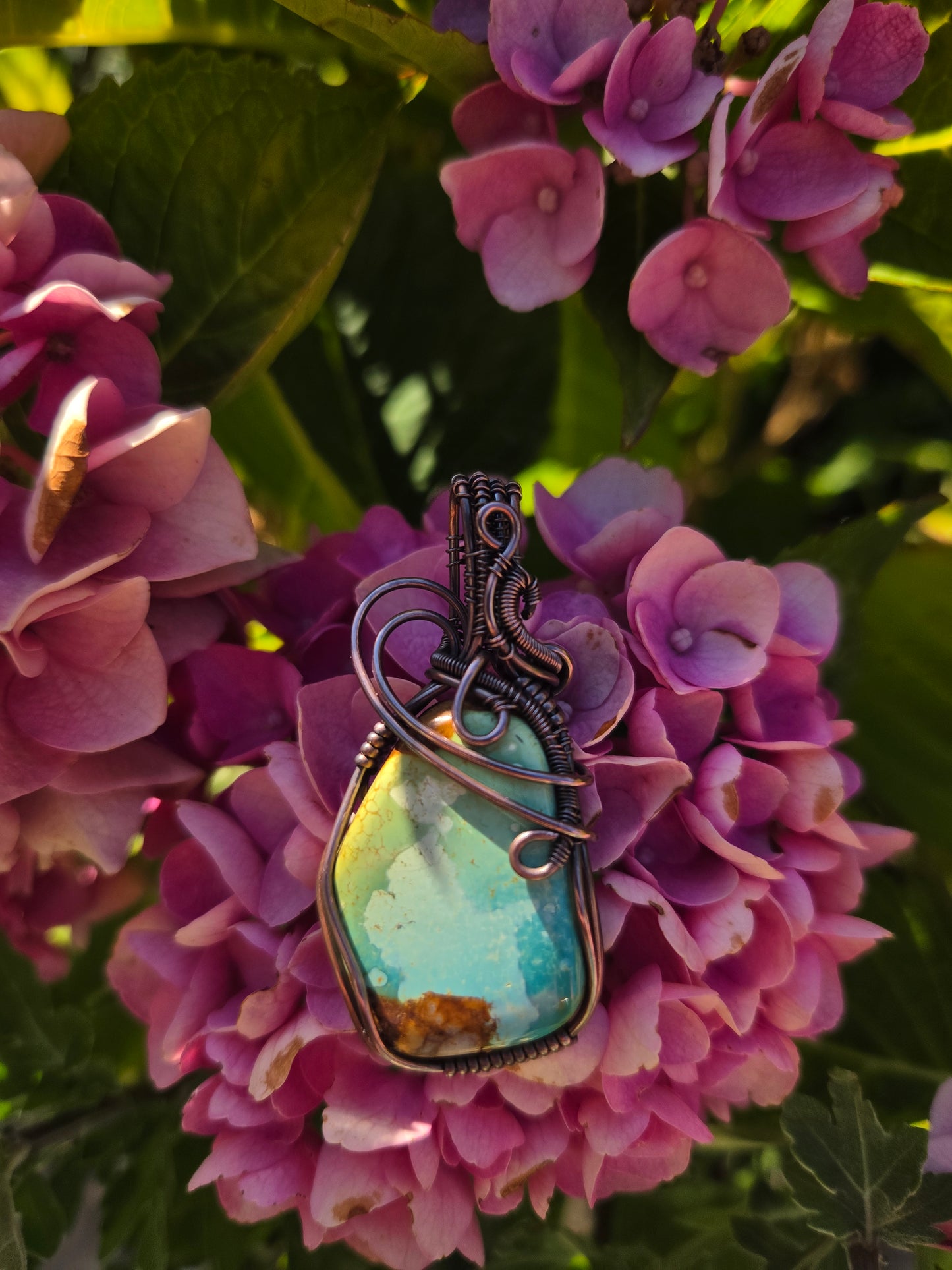 Handcrafted Royston Turquoise Copper Pendant