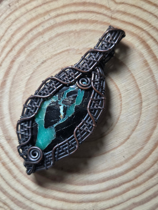 Super Fox Variscite Copper Wire Wrap Pendant
