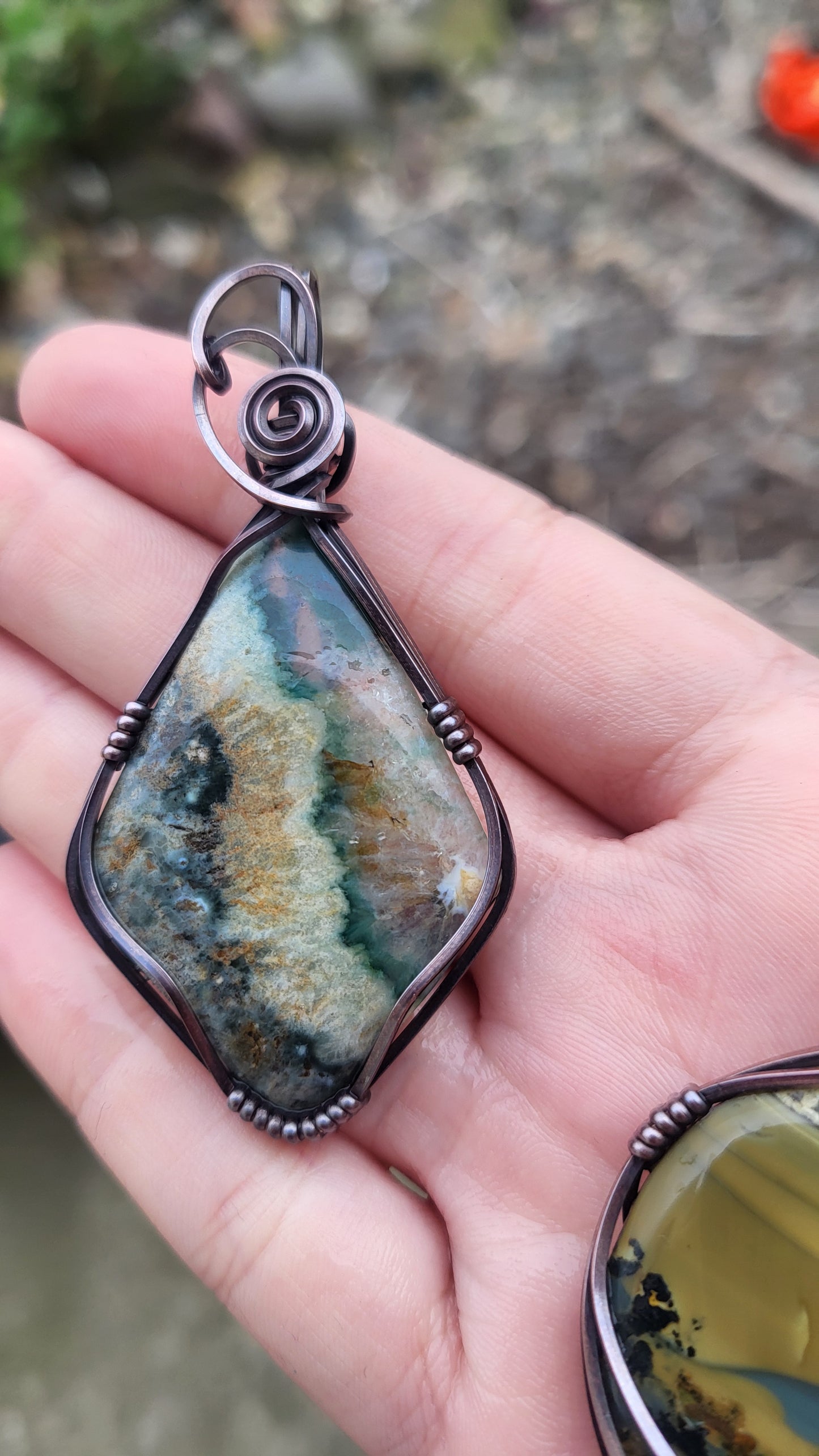 Ocean Jasper Copper Wire Wrap Pendant