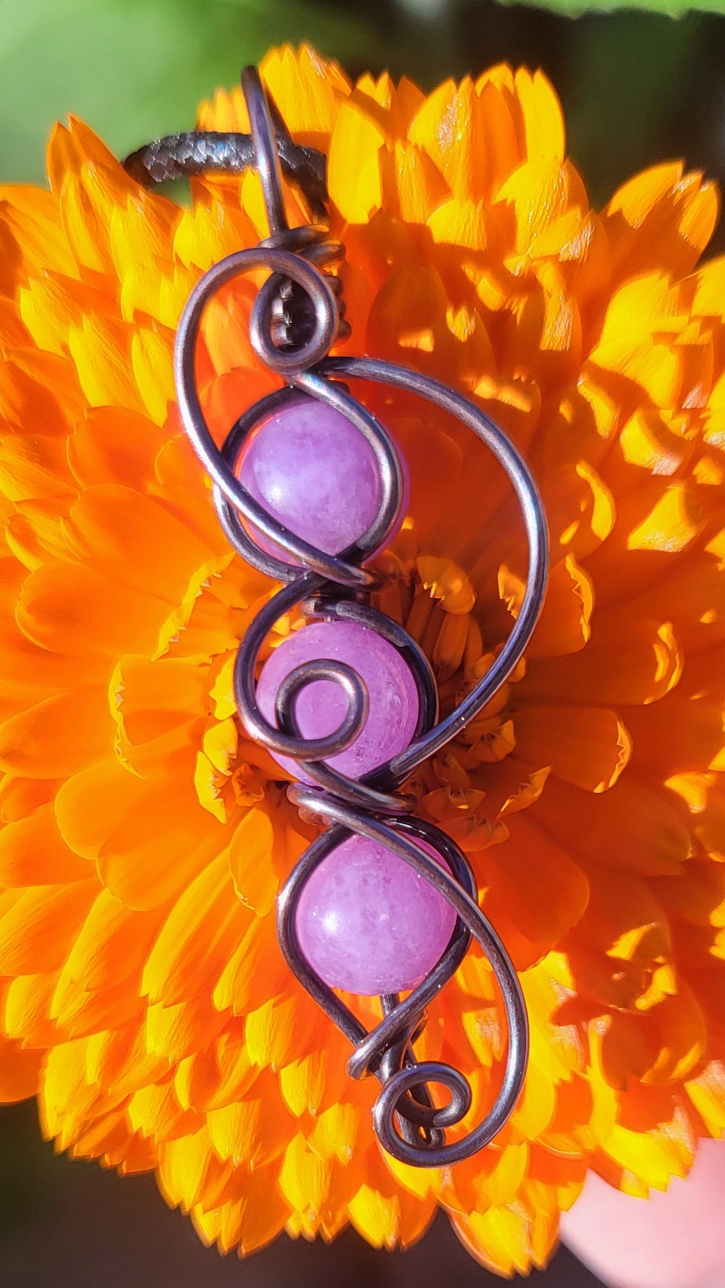 Persian Jade Copper Wire Wrap Pendant