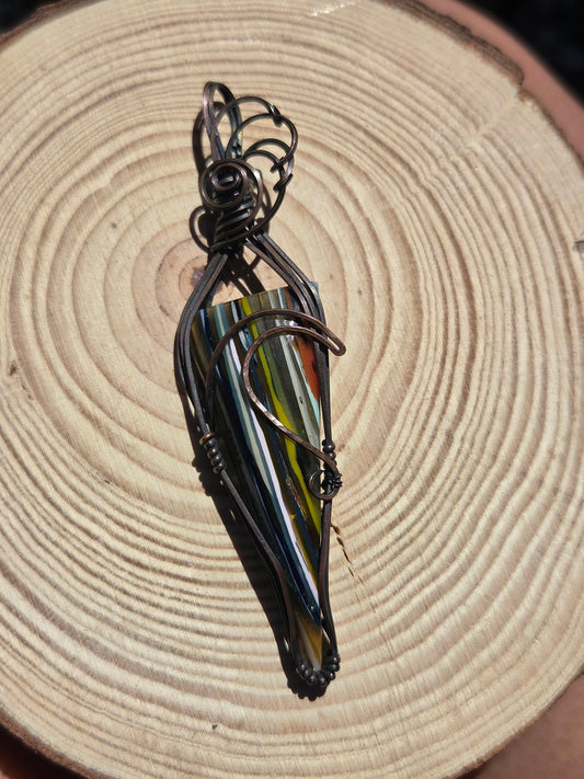 Surfite Cabochon Pendant w/ Ocean Wave Accent