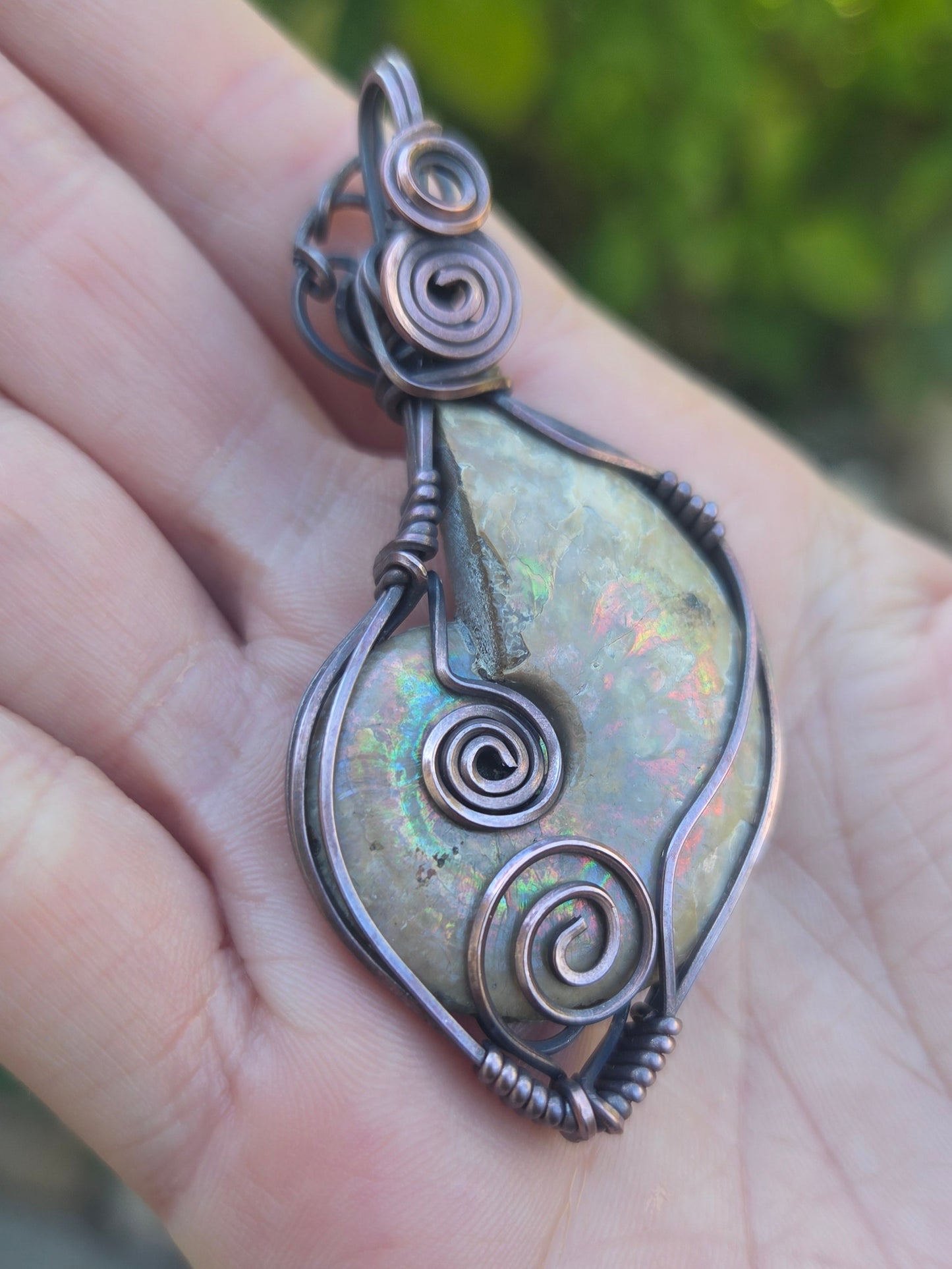 Double Sided Ammonite Fossil Pendant