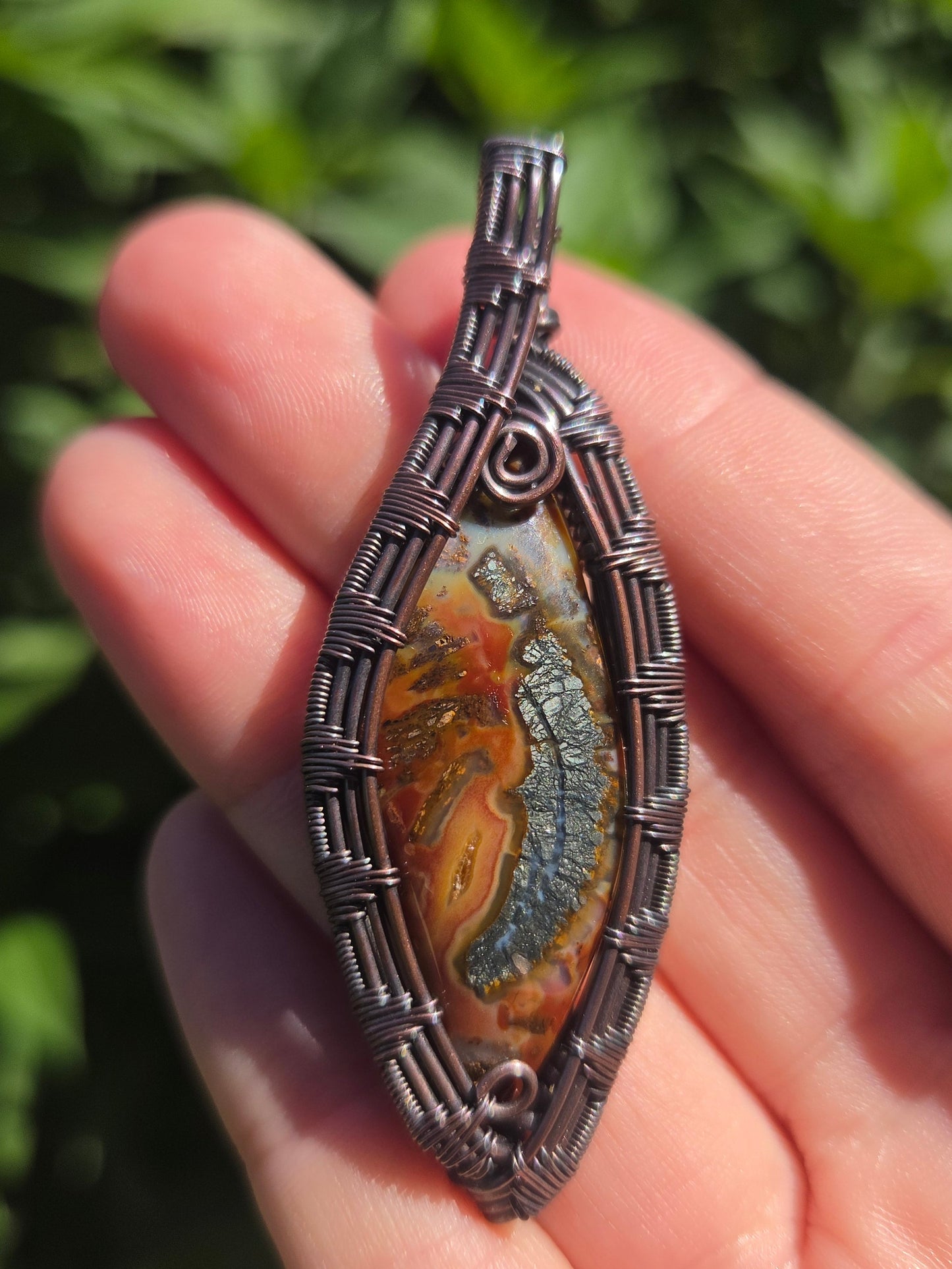 Marcasite Cabochon Copper Pendant