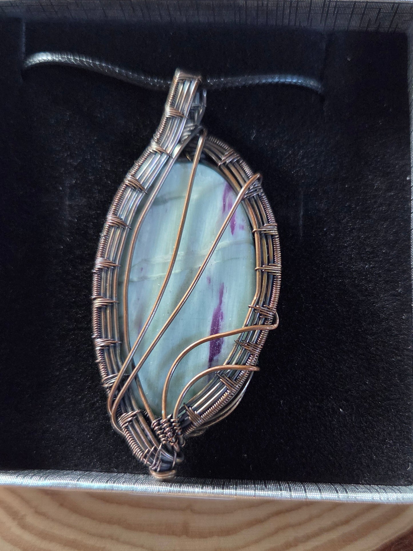 Kammererite Copper Wire Wrap Pendant