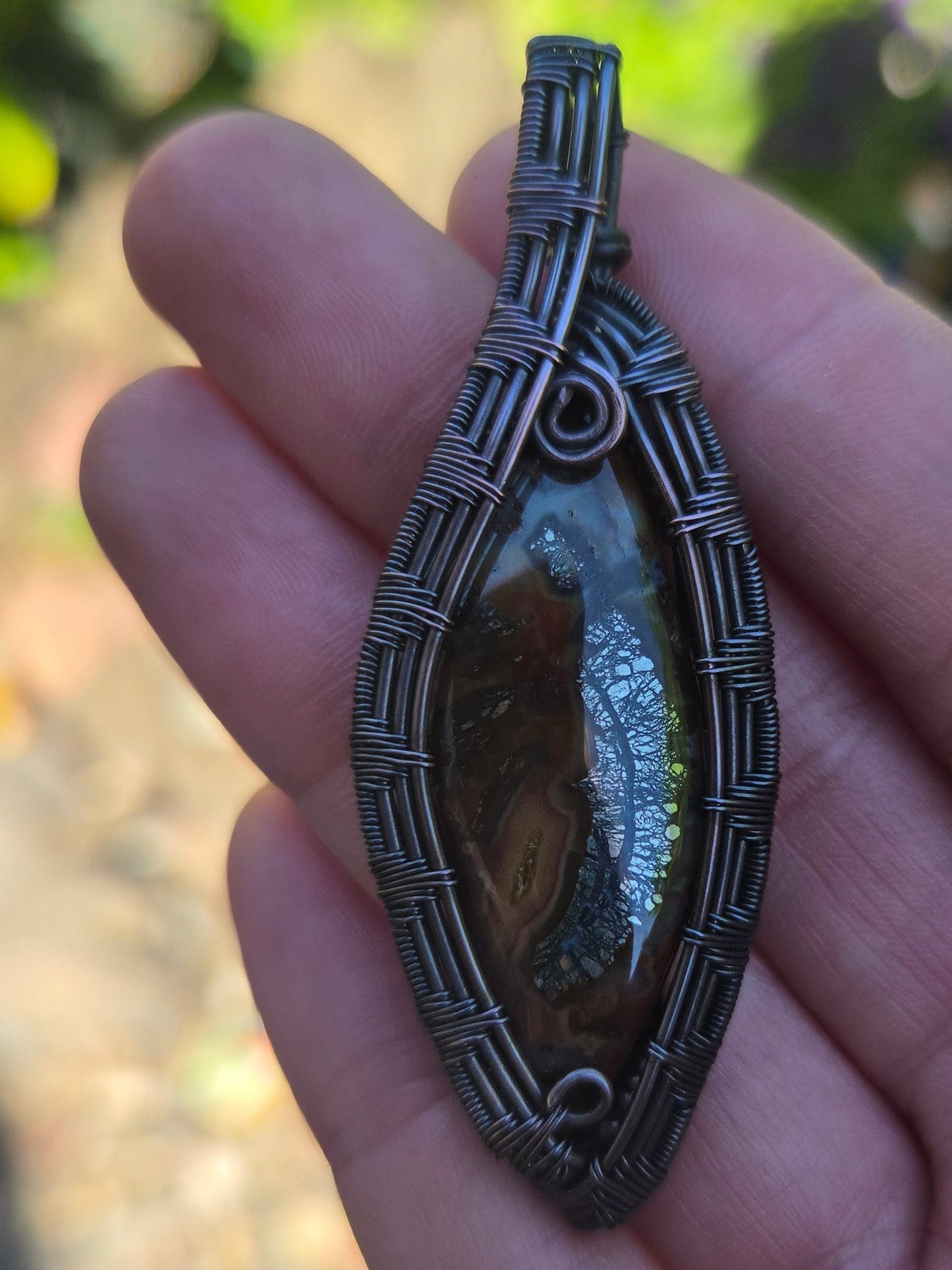 Marcasite Cabochon Copper Pendant