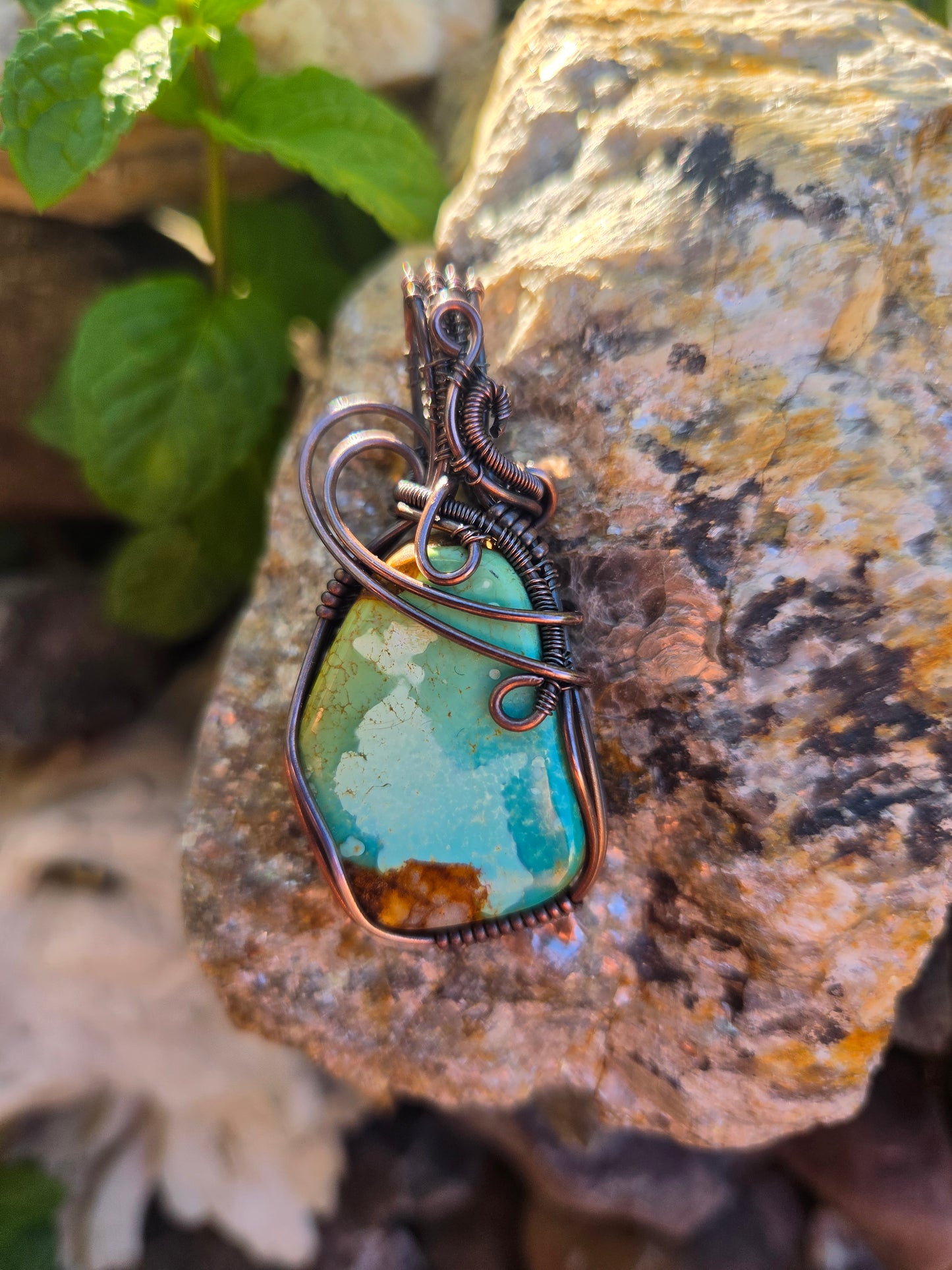 Handcrafted Royston Turquoise Copper Pendant