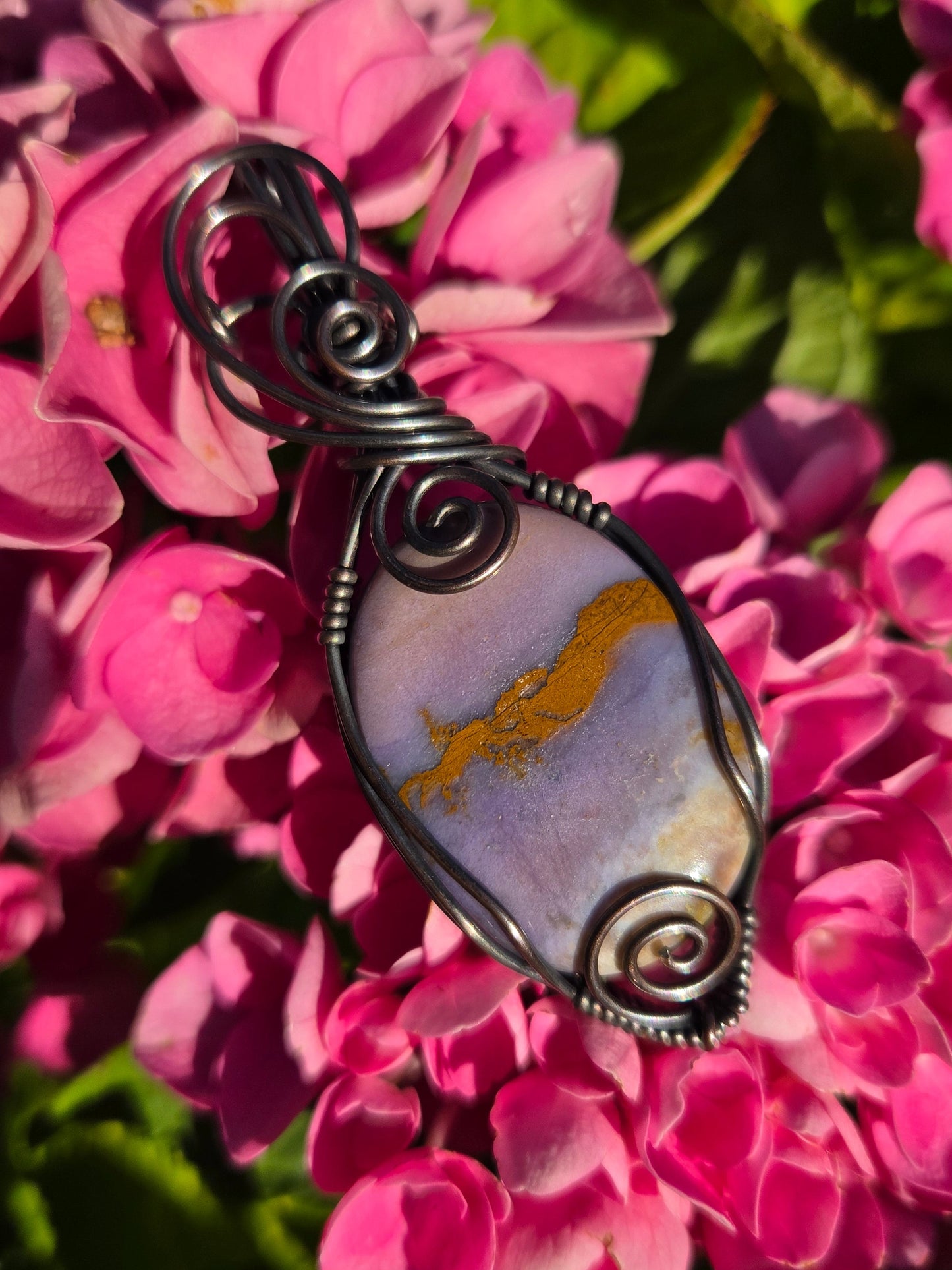 Burro Creek Agate Copper Wire Wrap Pendant
