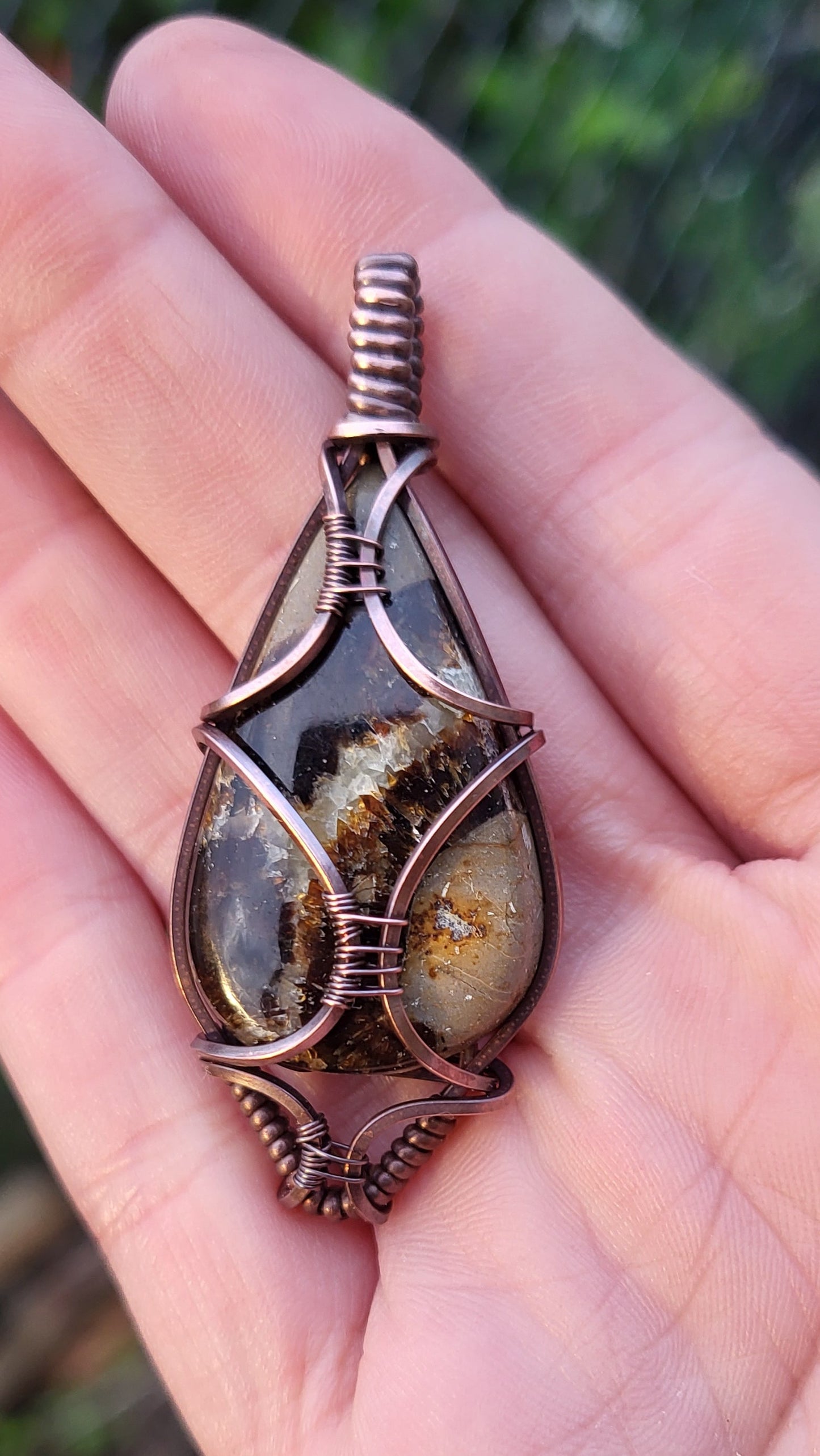 Septarian & Copper Pendant
