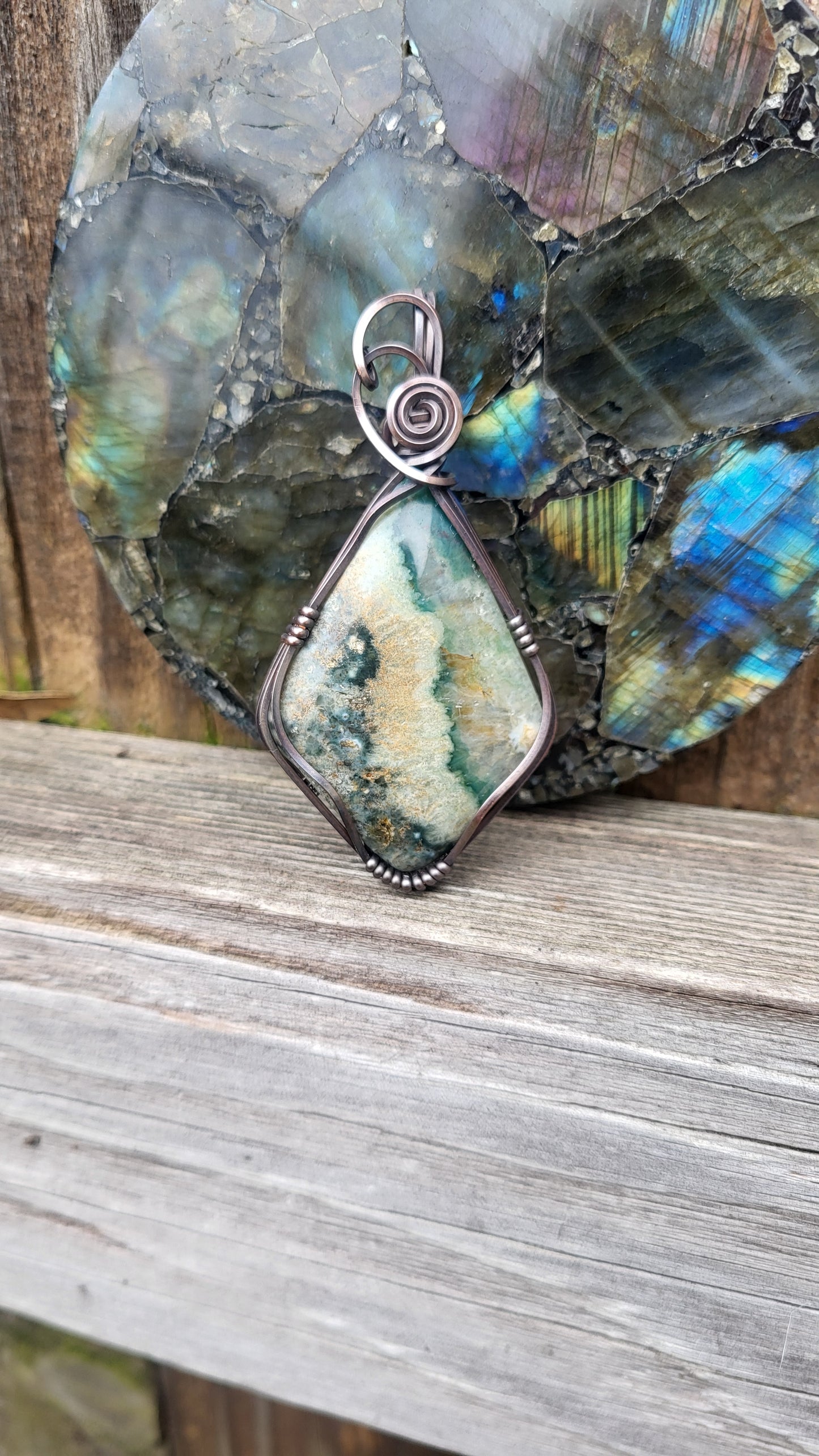 Ocean Jasper Copper Wire Wrap Pendant