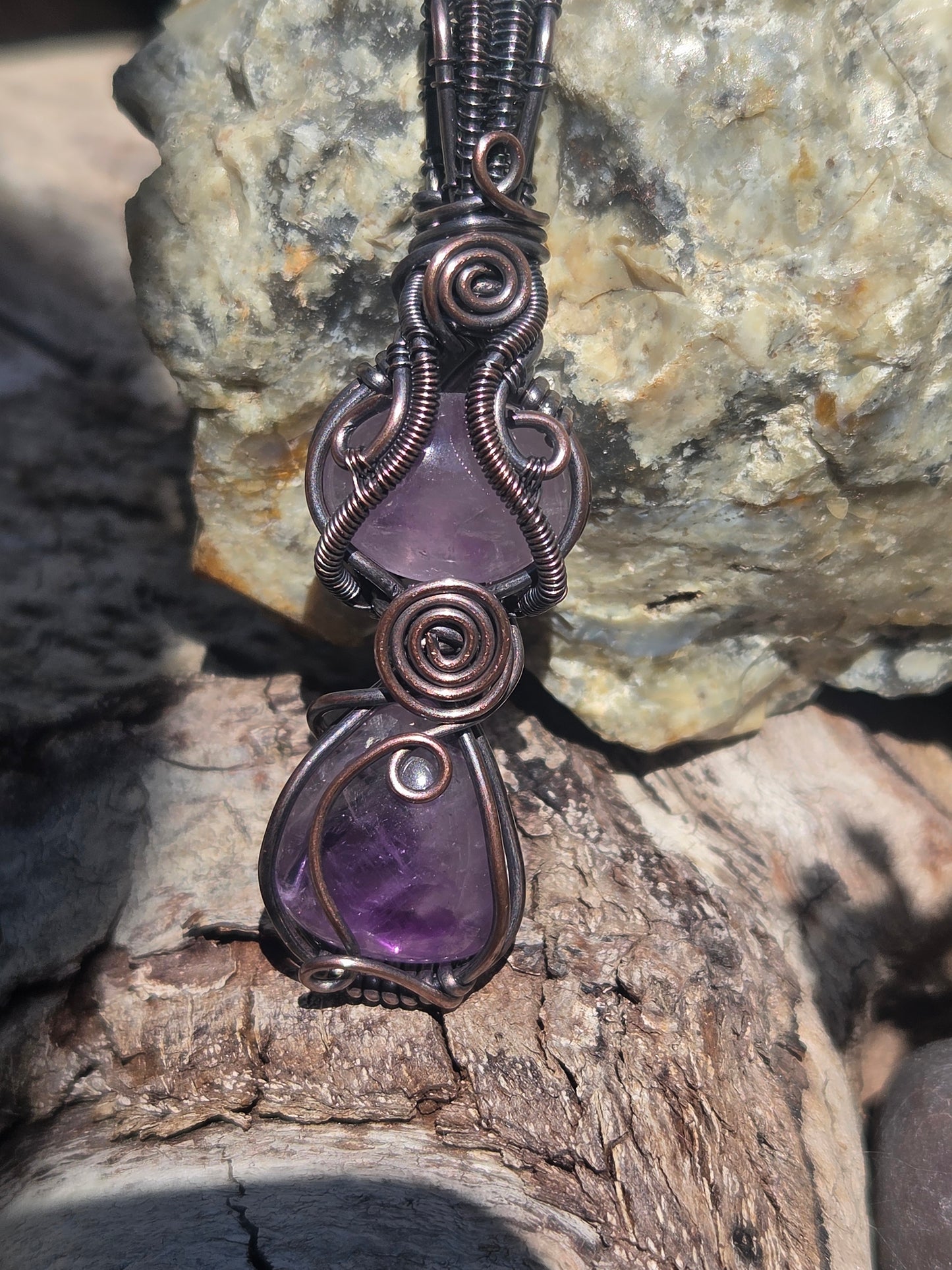 Double Amethyst Totem Pendant