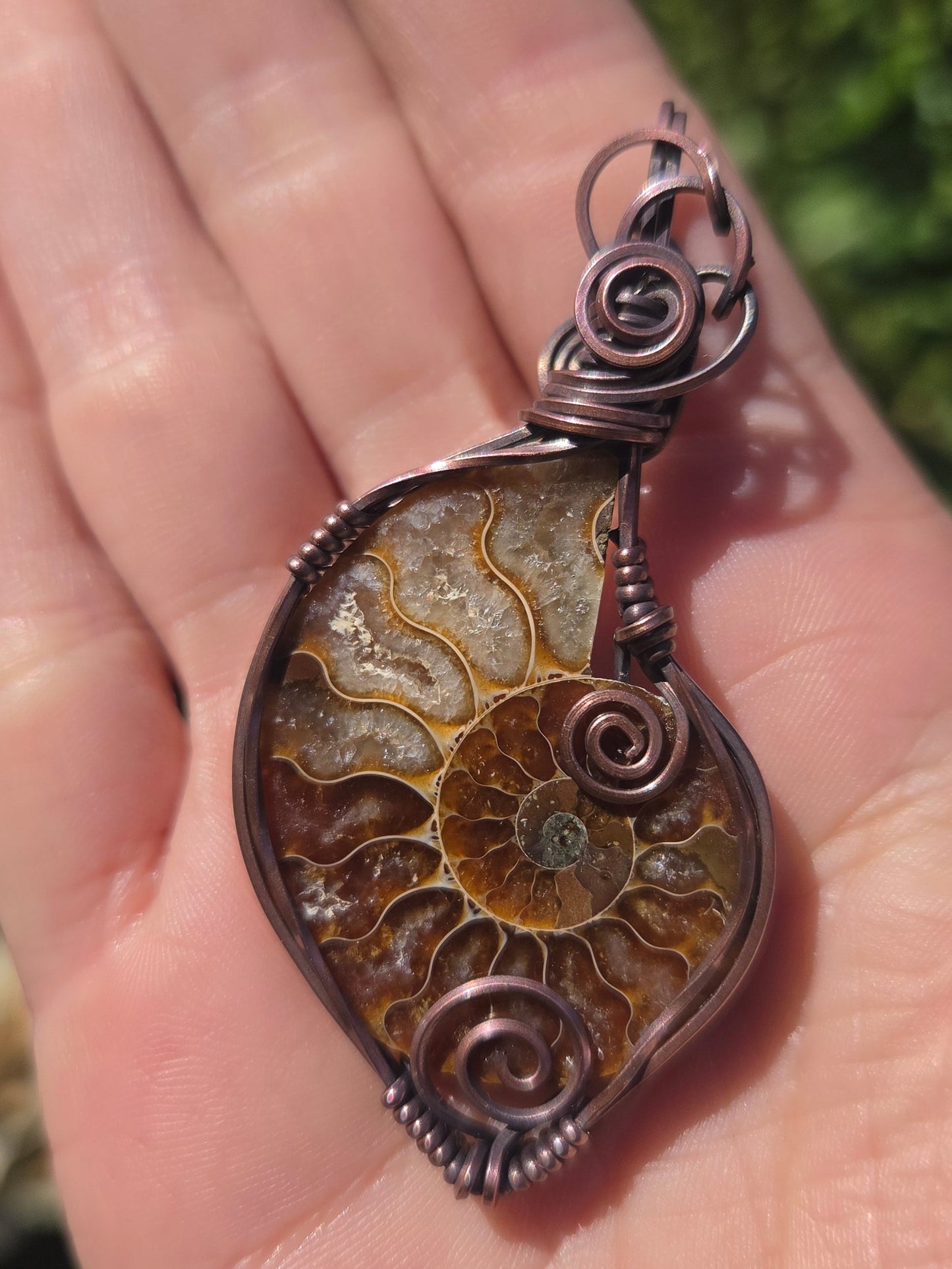 Double Sided Ammonite Fossil Pendant