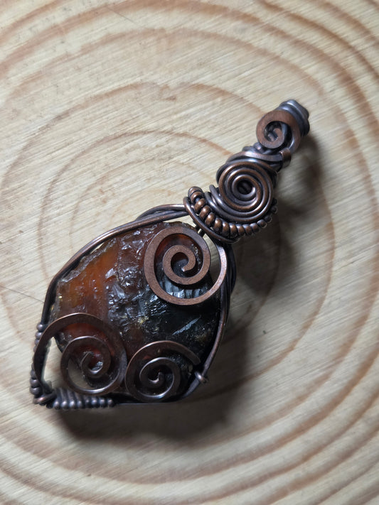 Baltic Amber Copper Wire Wrap Pendant