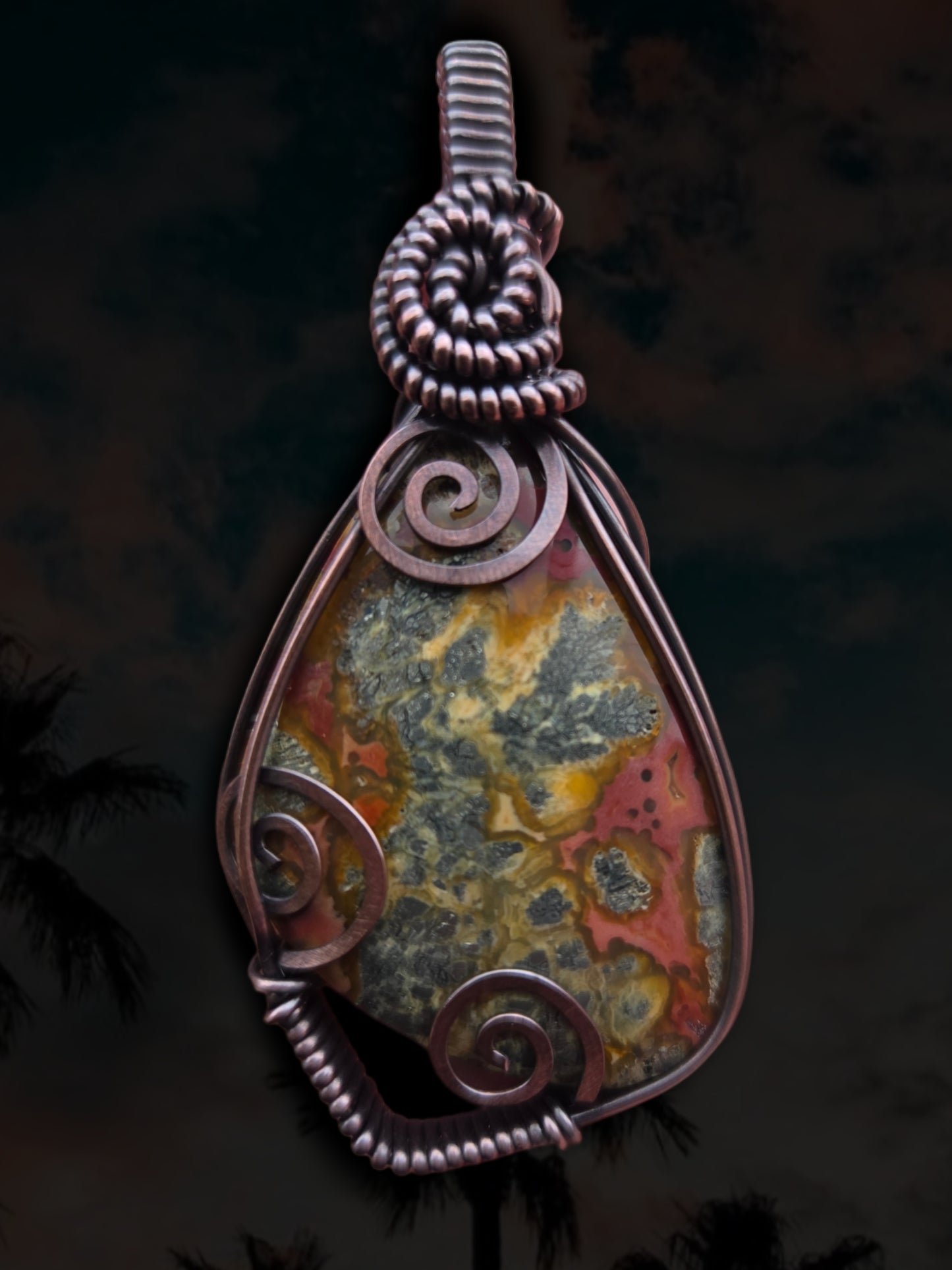 Artisan Marcasite Cabochon Copper Pendant