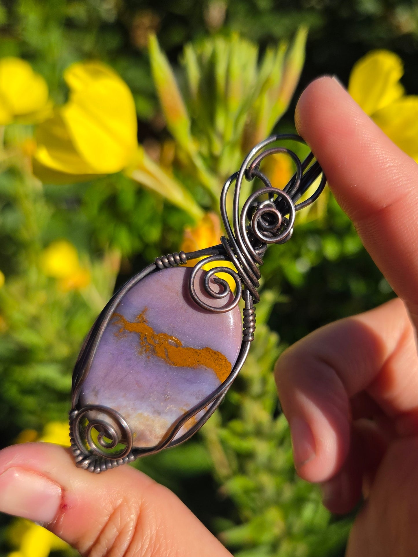 Burro Creek Agate Copper Wire Wrap Pendant