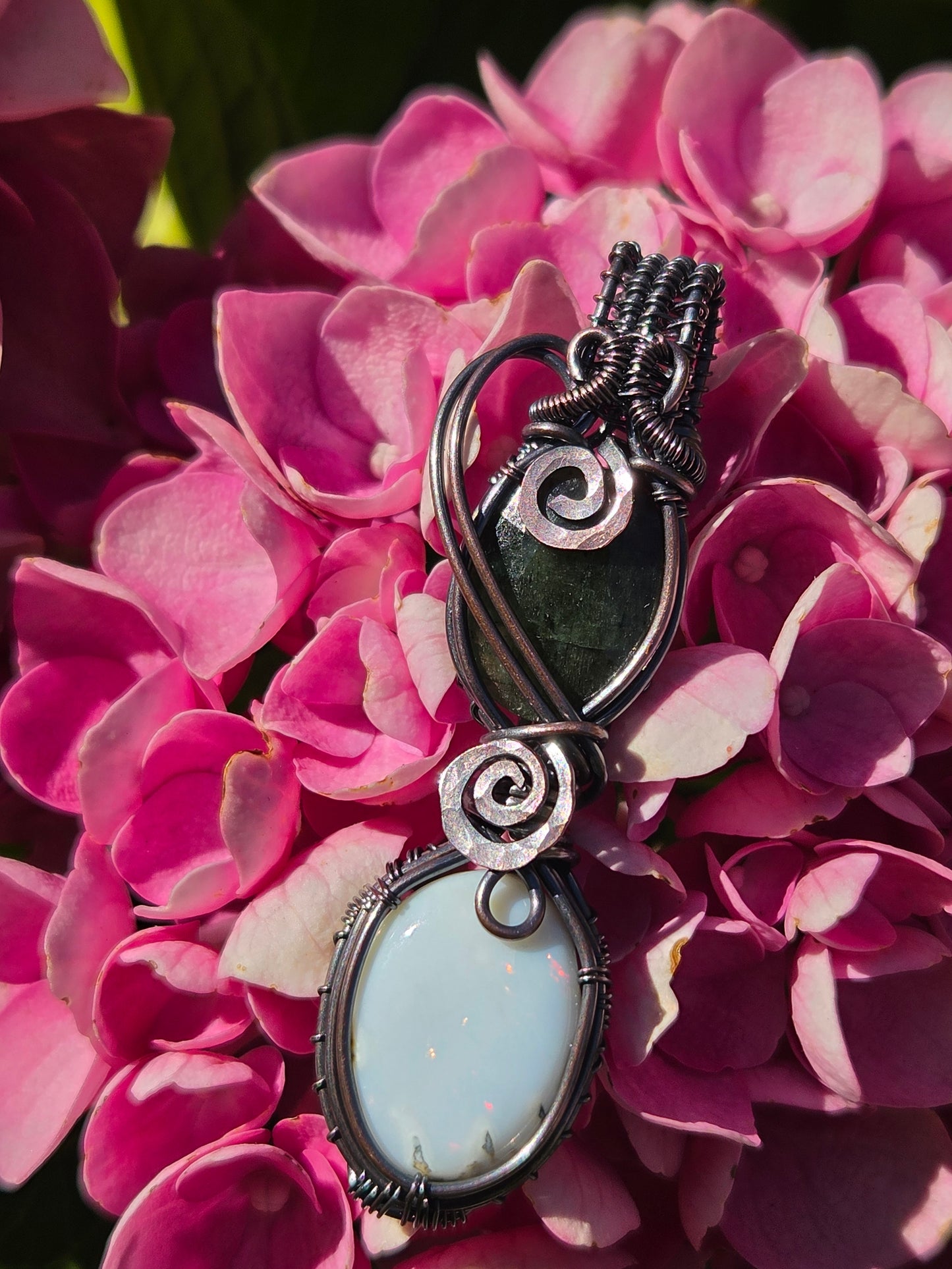 Faceted Emerald & Fire Opal Totem Pendant