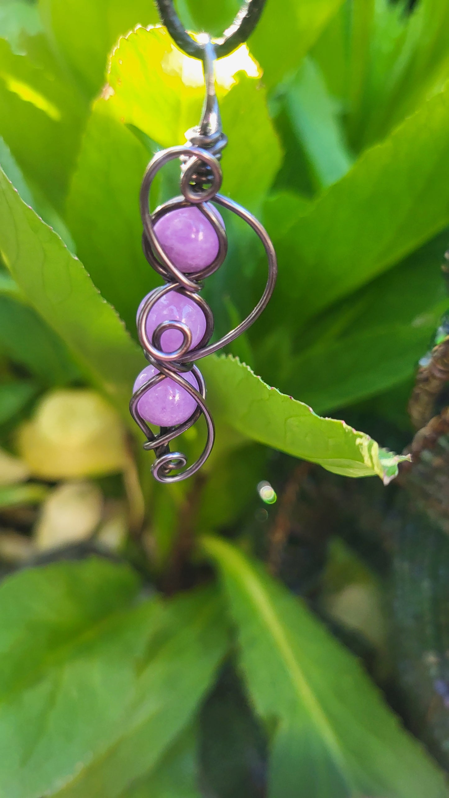 Persian Jade Copper Wire Wrap Pendant