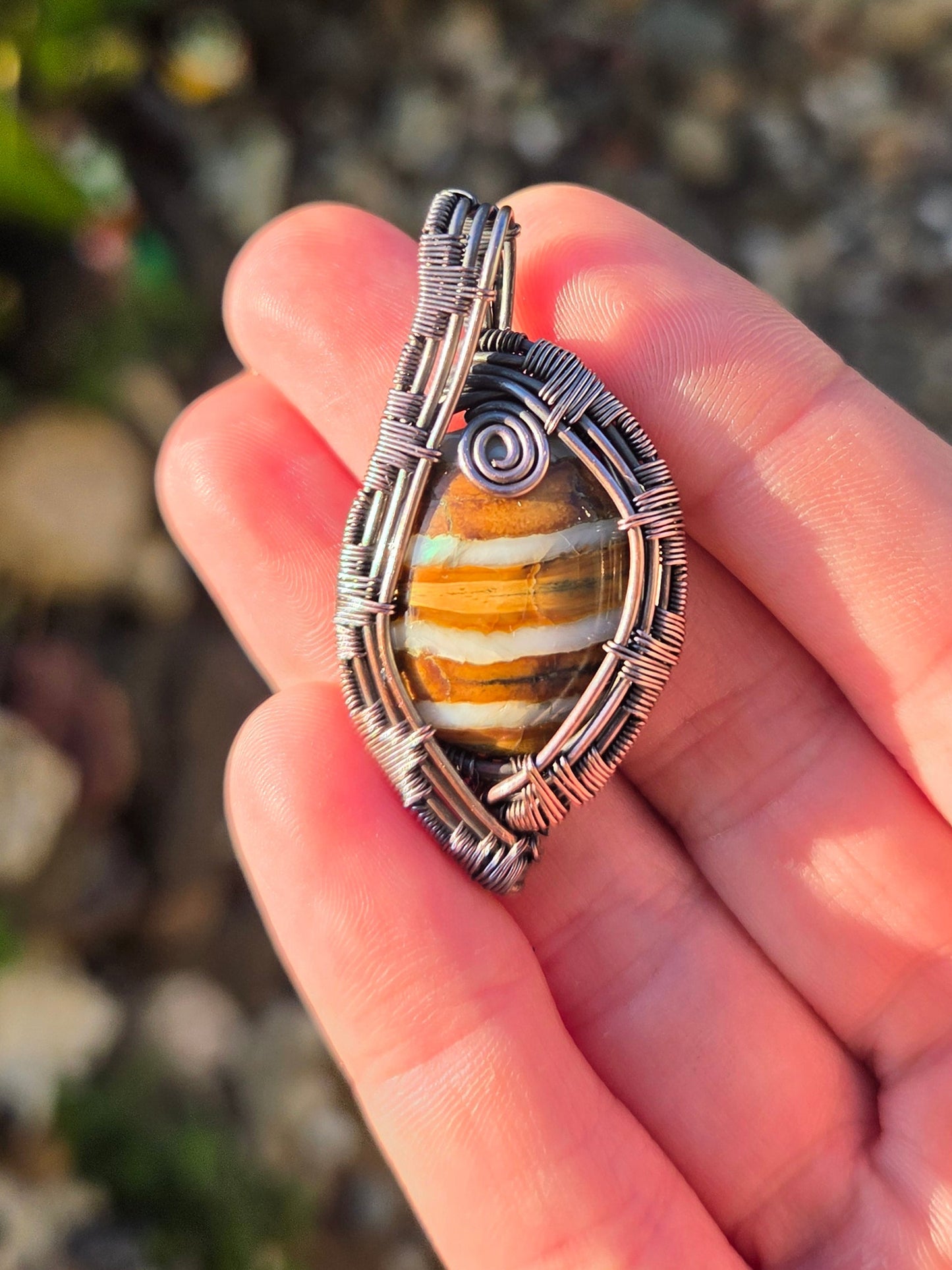 Opalized Mammoth Tooth Fossil Pendant