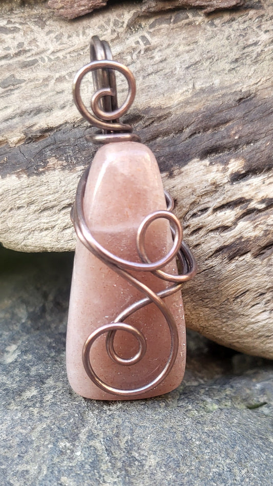 Peach Moonstone Copper Pendant