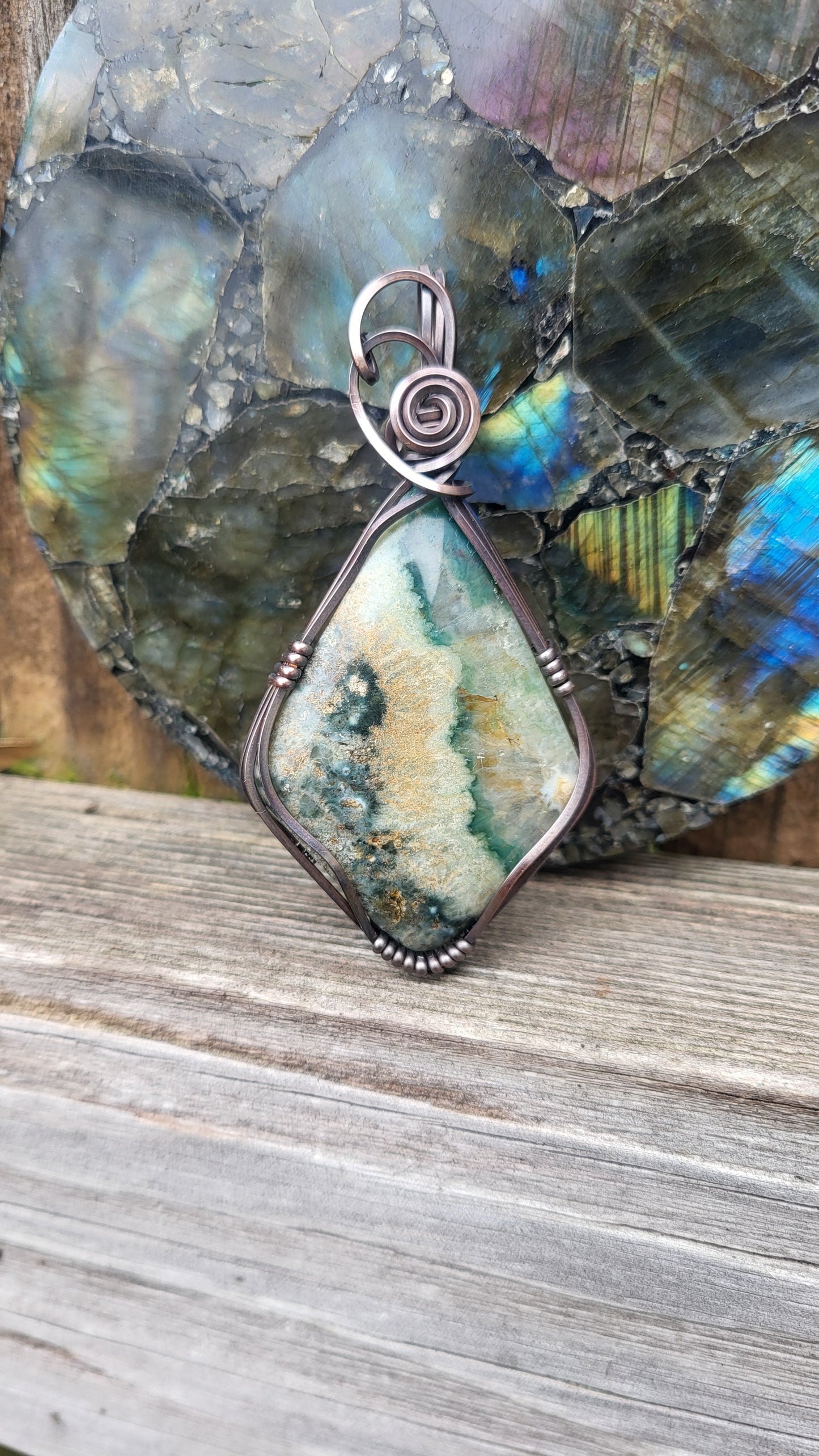 Ocean Jasper Copper Wire Wrap Pendant