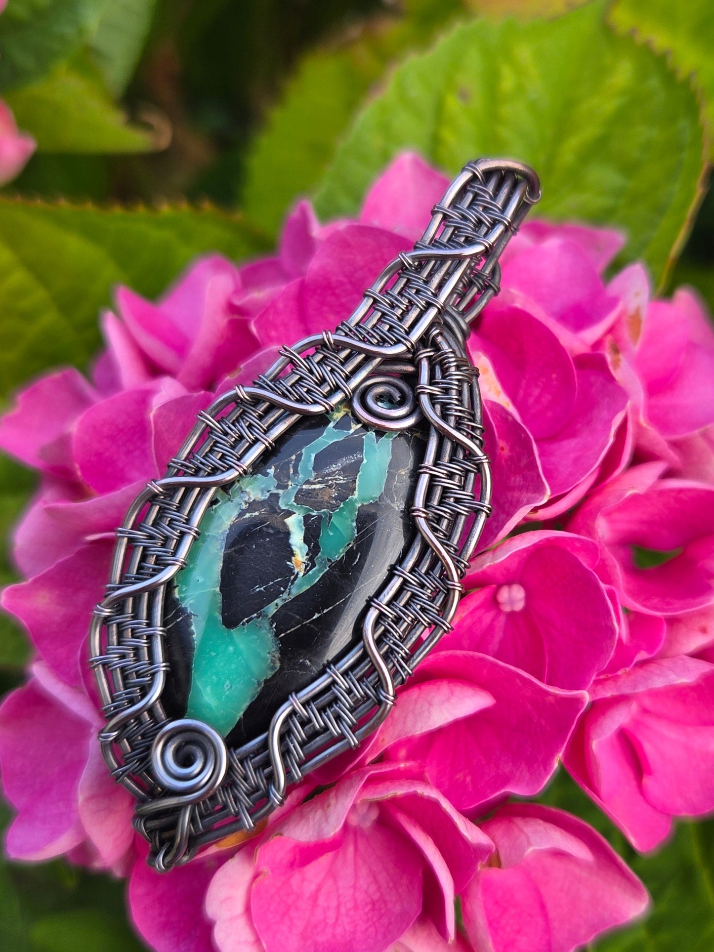 Super Fox Variscite Copper Wire Wrap Pendant