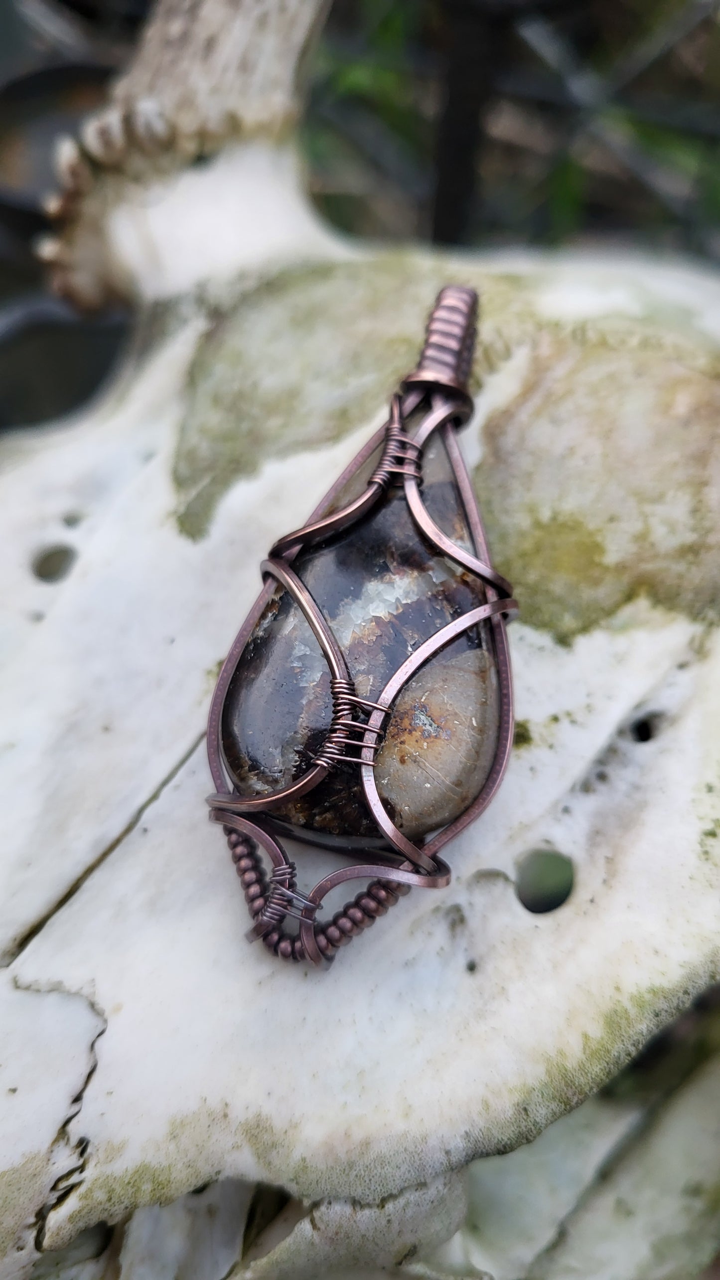 Septarian & Copper Pendant