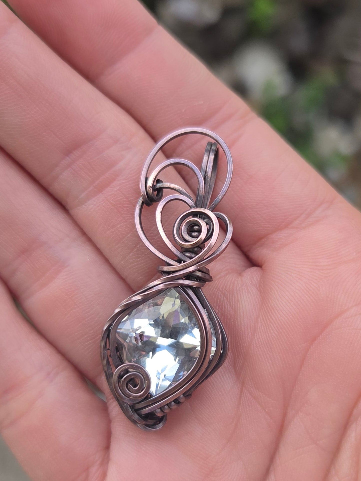 13.4 Carat Faceted Topaz Gemstone Copper Pendant