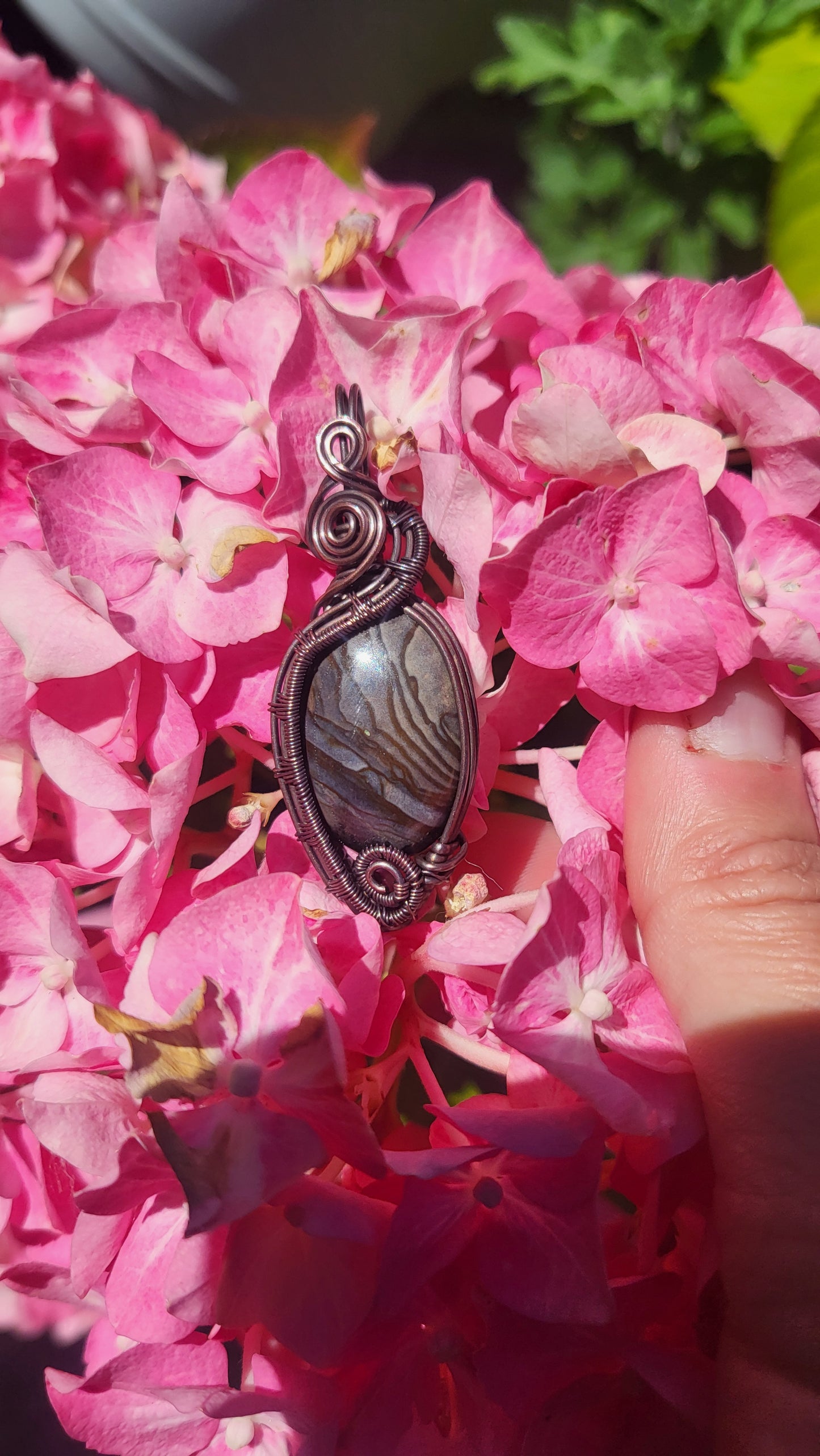 Biggs Jasper Cabochon Copper Wire Wrap Pendant