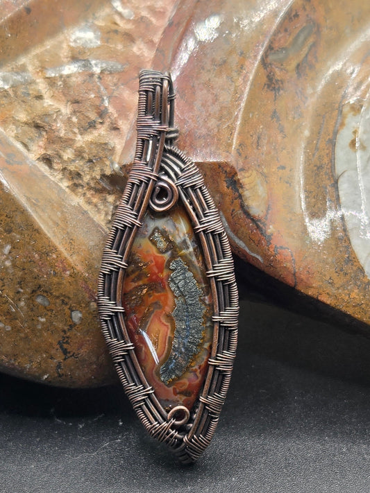 Marcasite Cabochon Copper Pendant