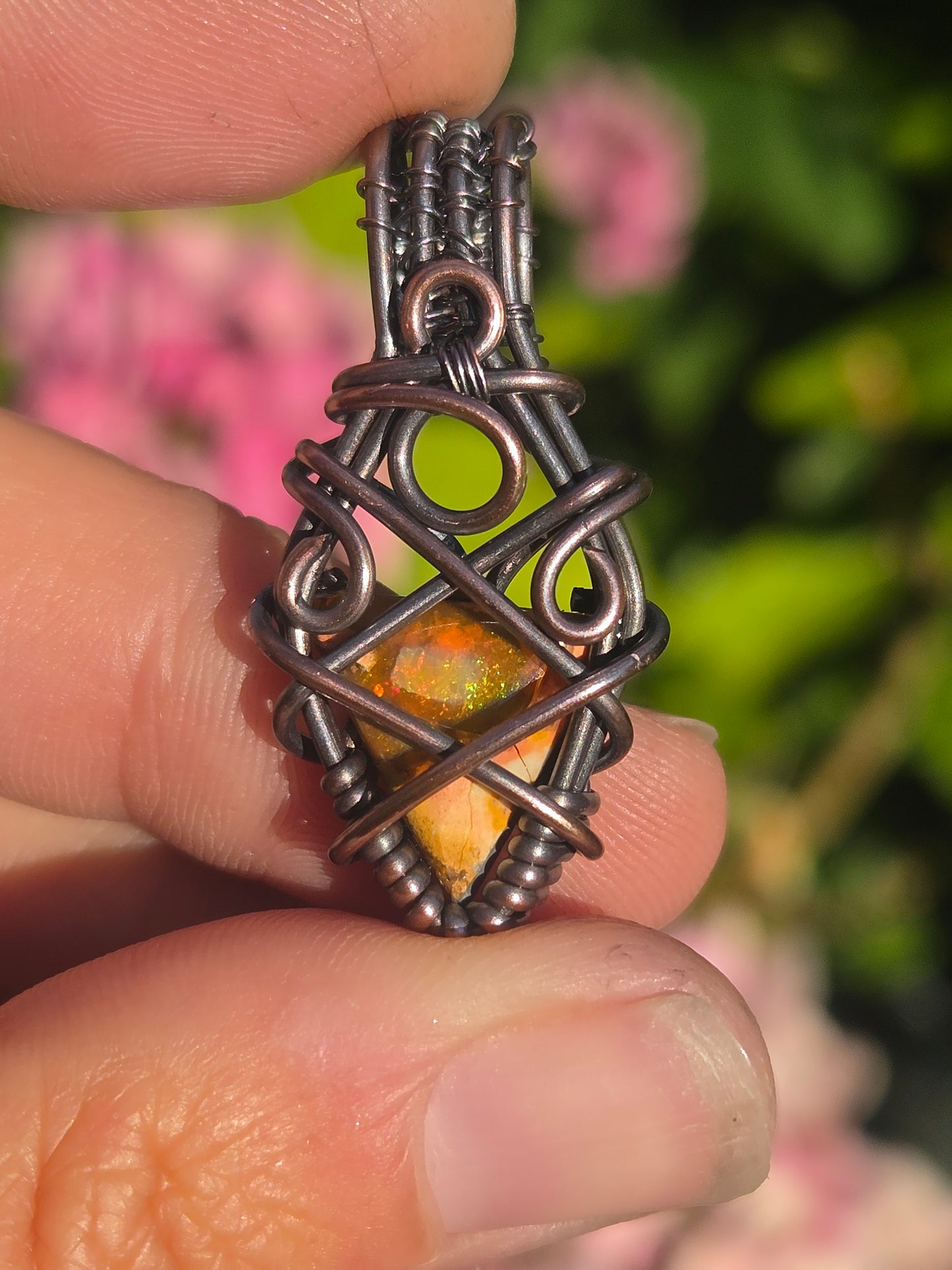 Handcrafted Welo Fire Opal Pendant