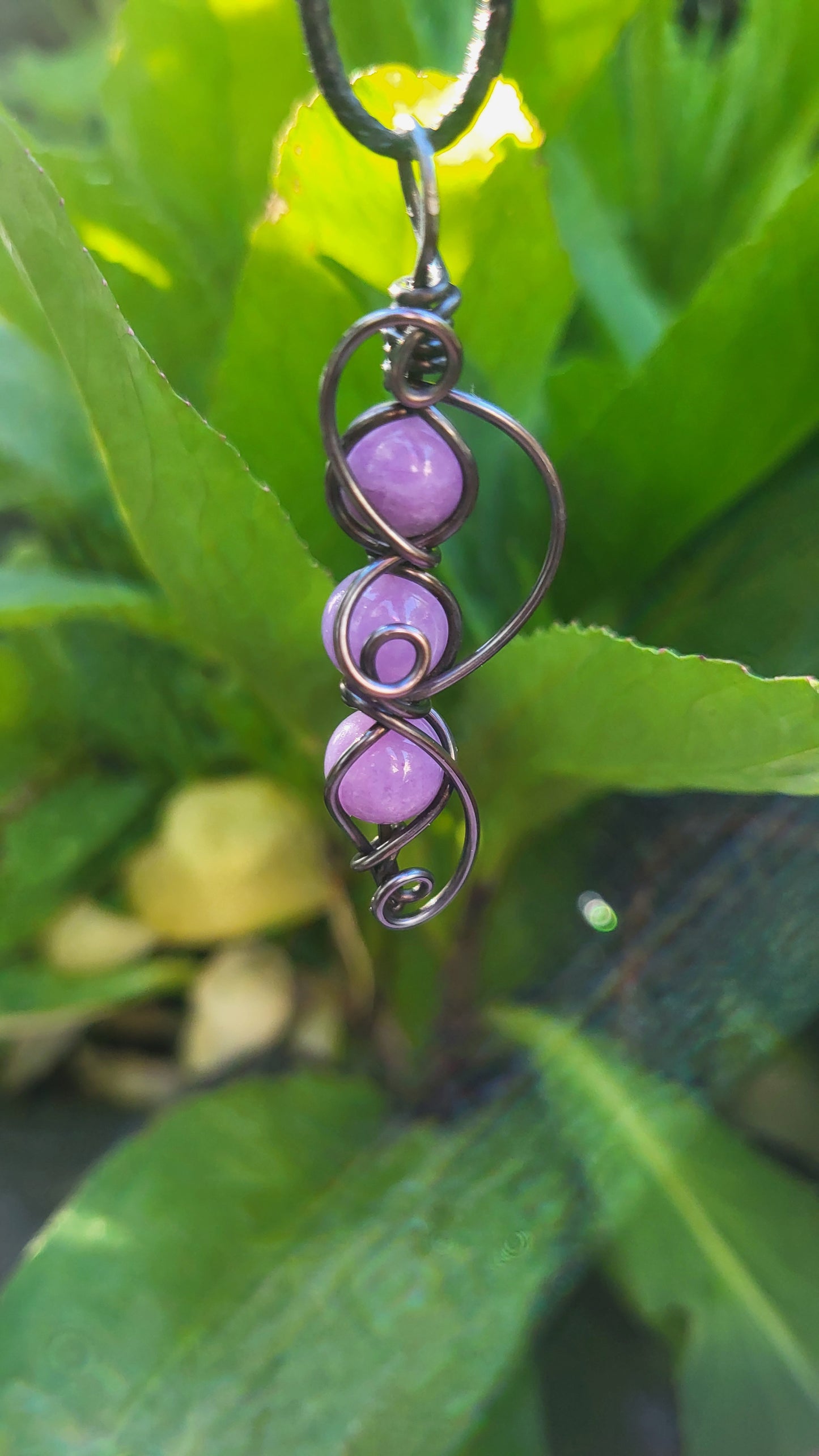 Persian Jade Copper Wire Wrap Pendant