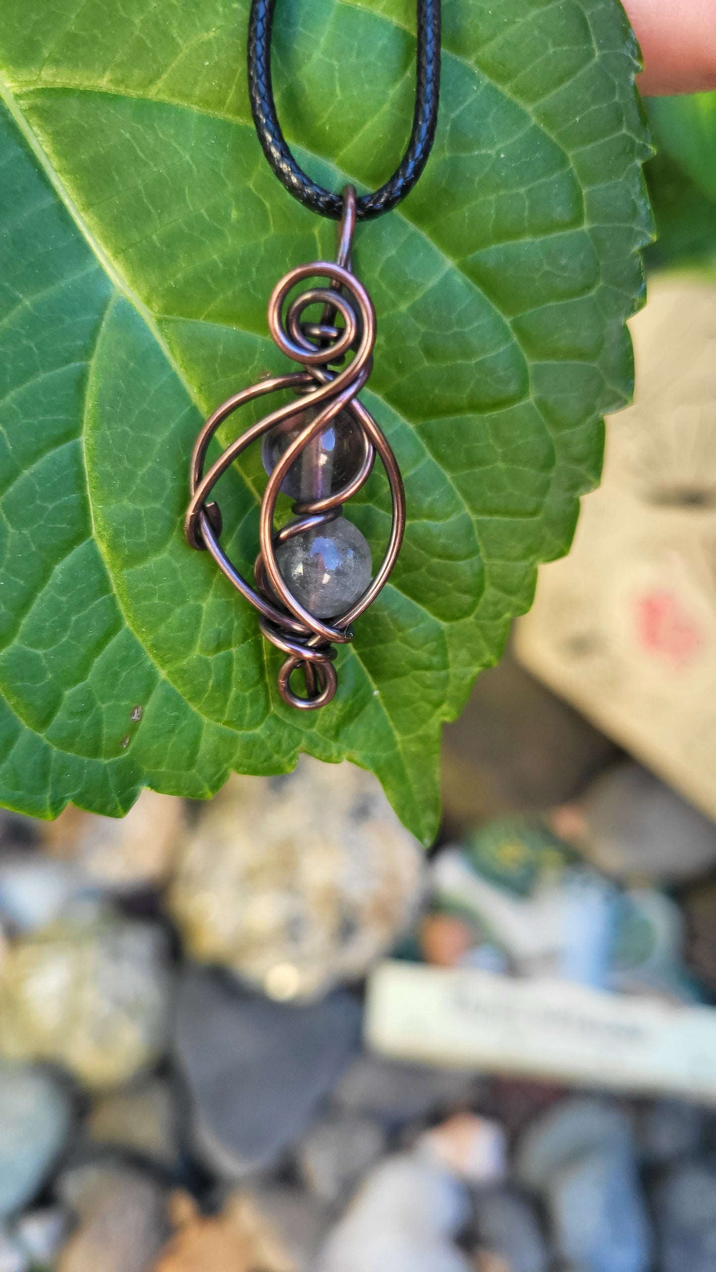 Fluorite Bead Copper Wire Wrap Pendant