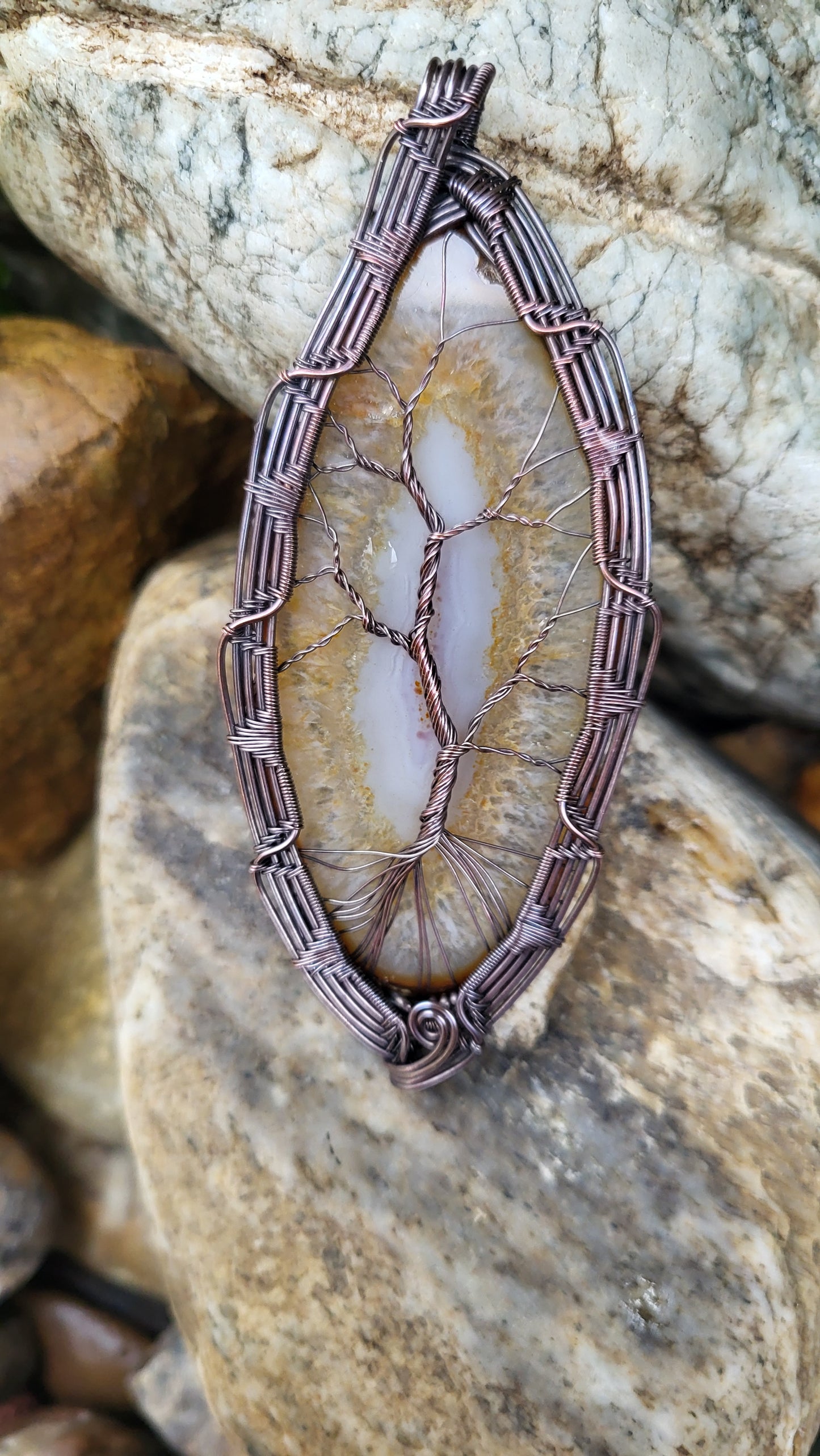 Copper Tree of Life w/ Agate Centerpiece