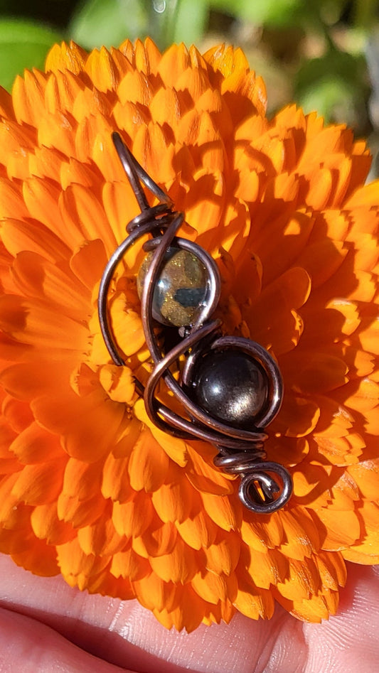 Blue Lake Stone & Silver Sheen Obsidian Pendant