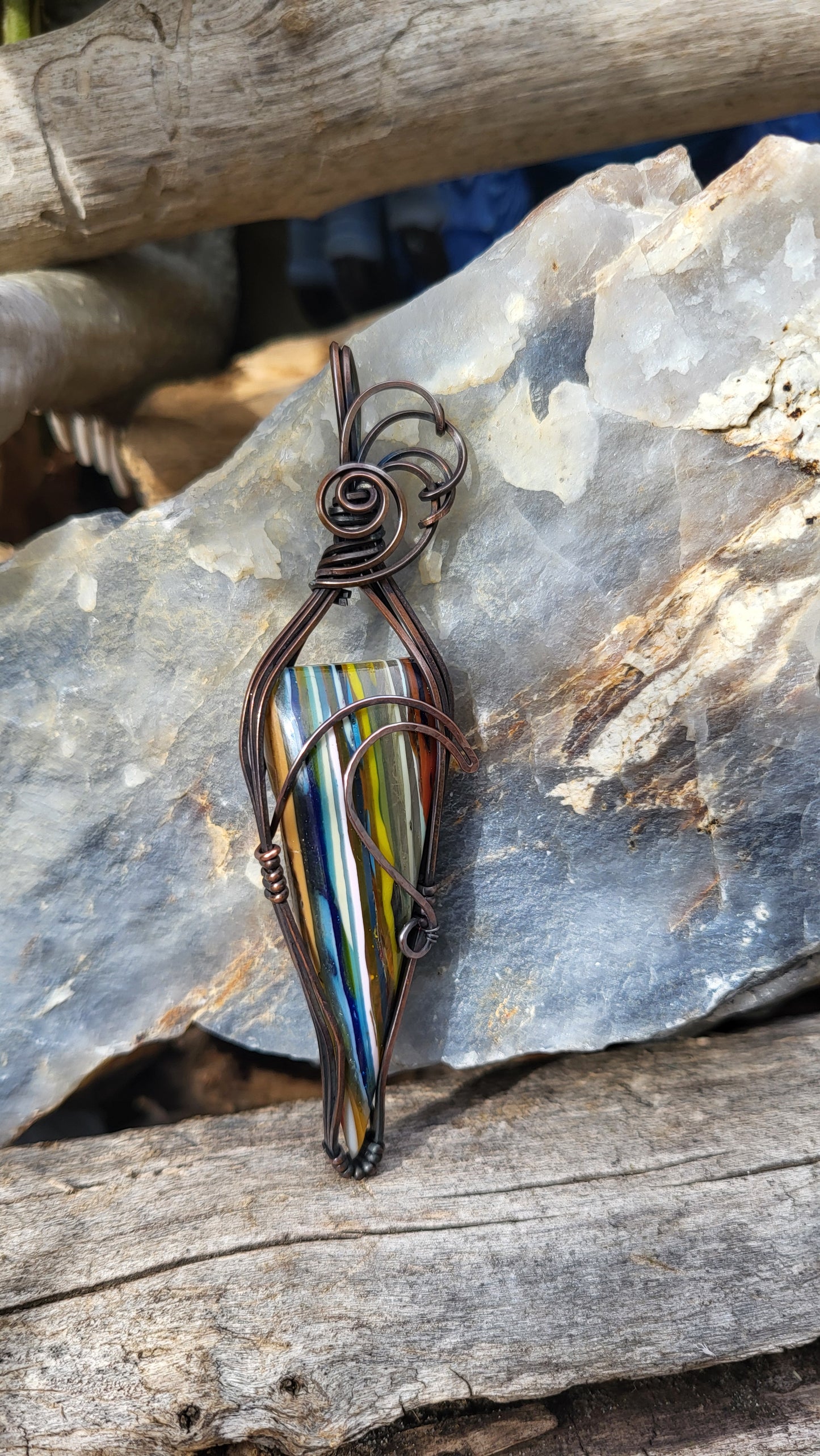 Surfite Cabochon Pendant w/ Ocean Wave Accent