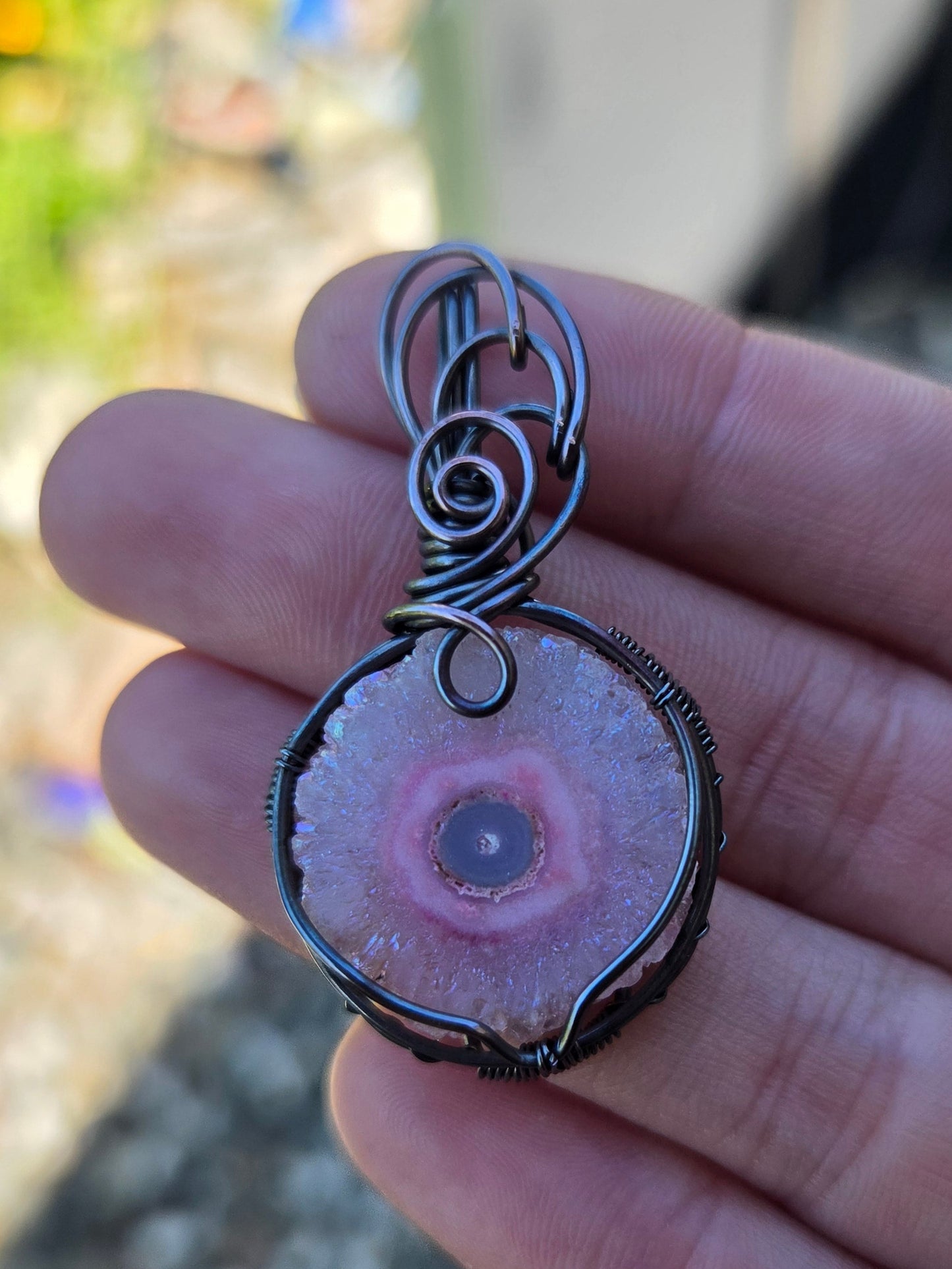 Pink Solar Quartz Pendant