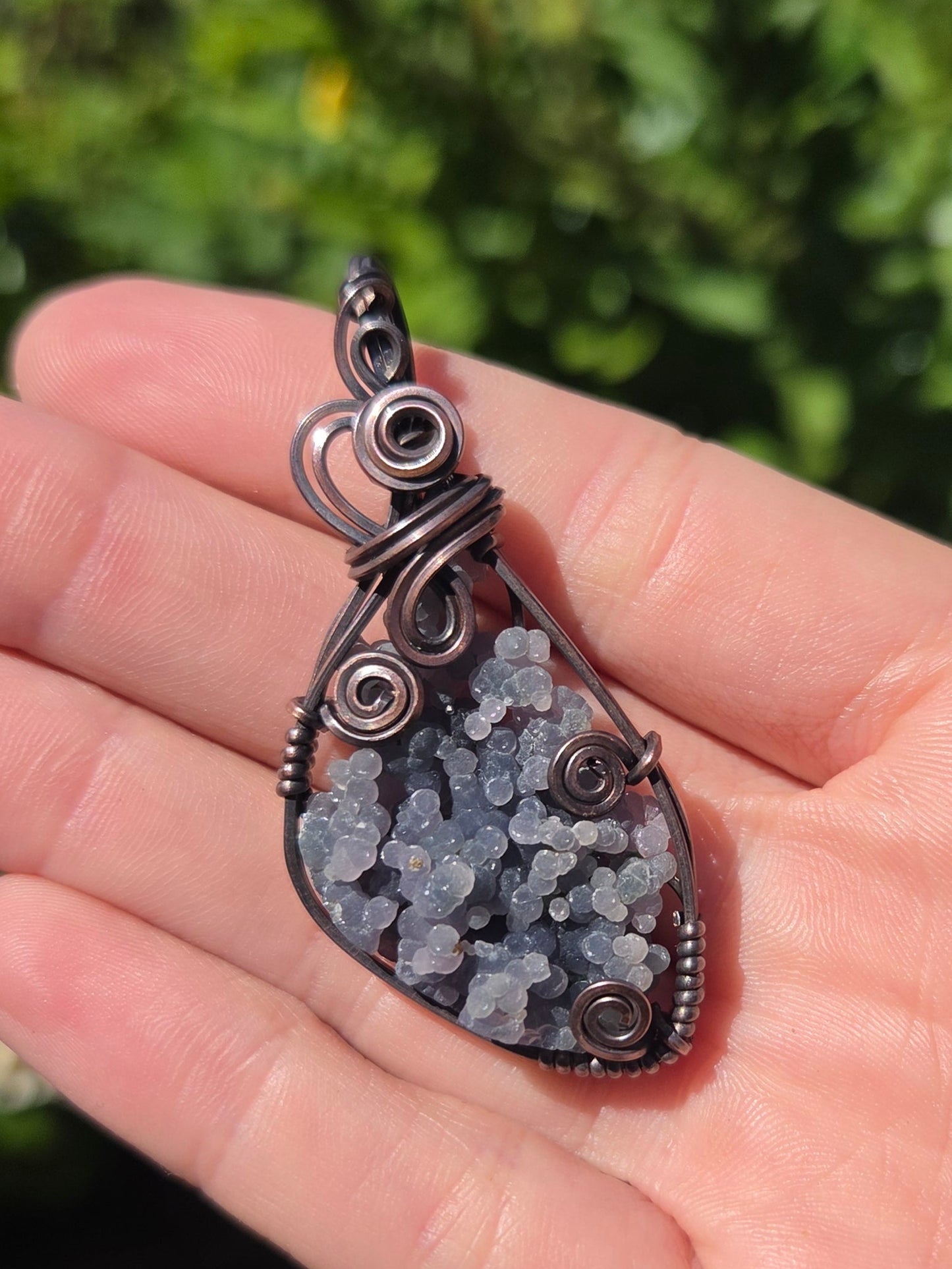 Grape Agate Cabochon Copper Pendant