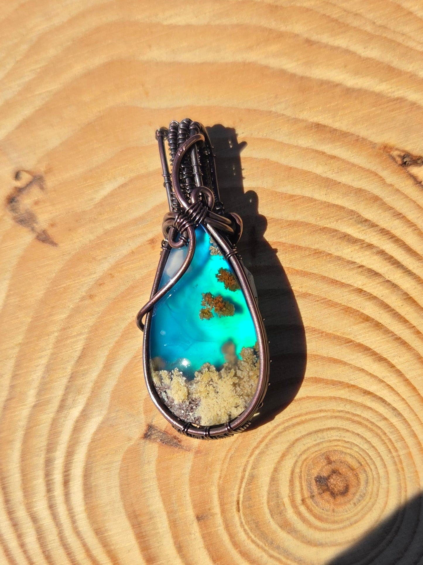 Moss Agate Aurora Opal Doublet Pendant