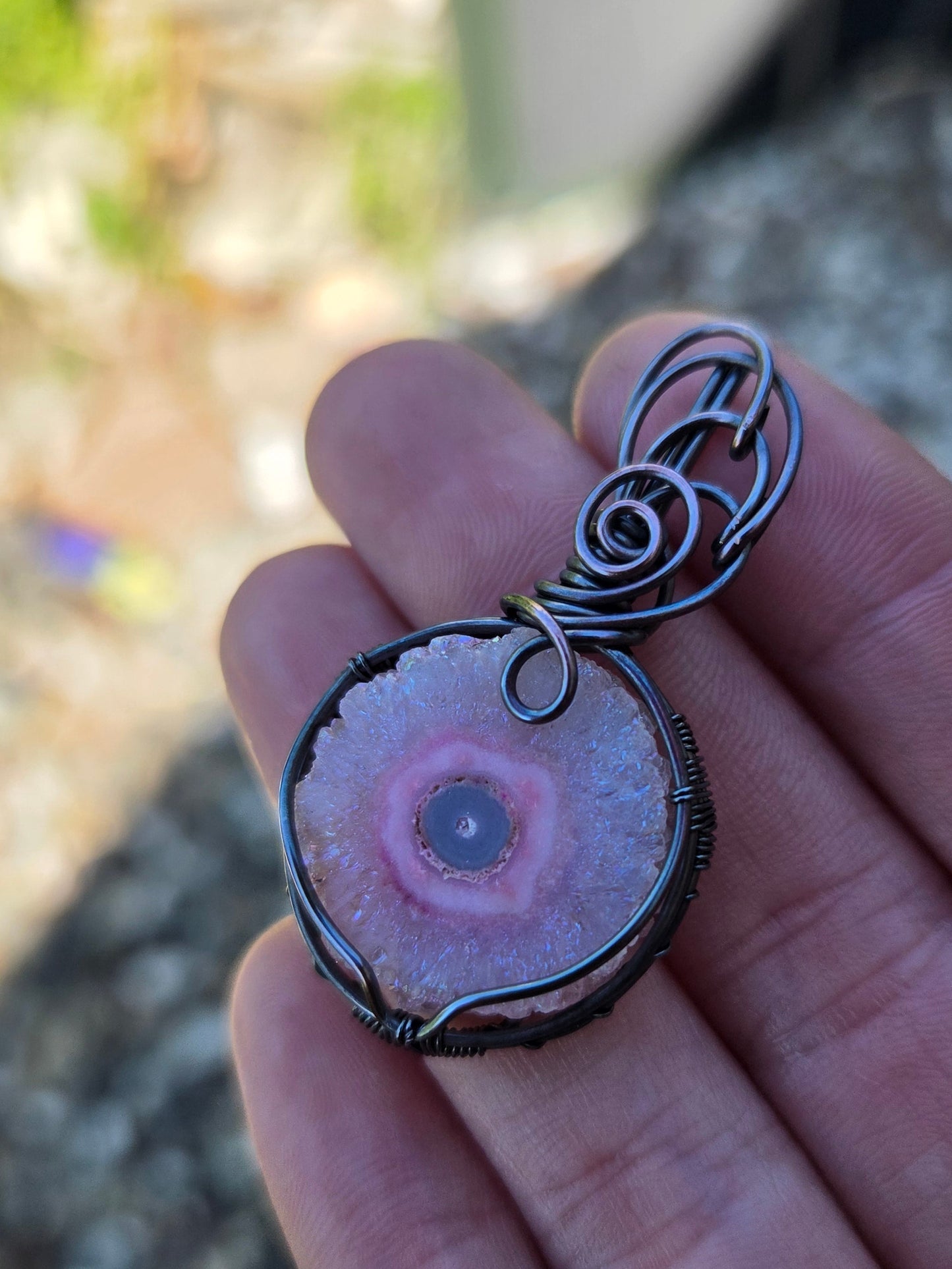 Pink Solar Quartz Pendant