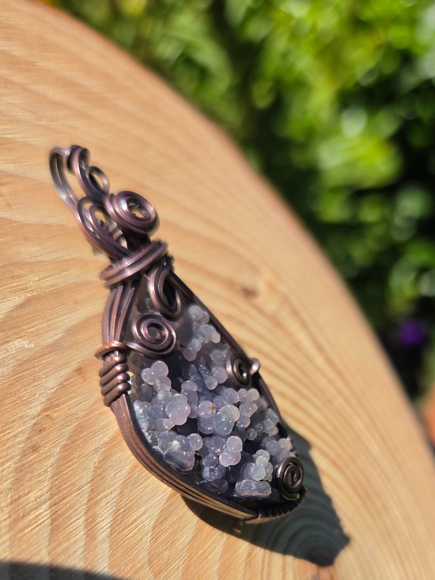 Grape Agate Cabochon Copper Pendant