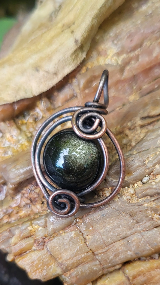 Silver Sheen Obsidian Pendant Necklace