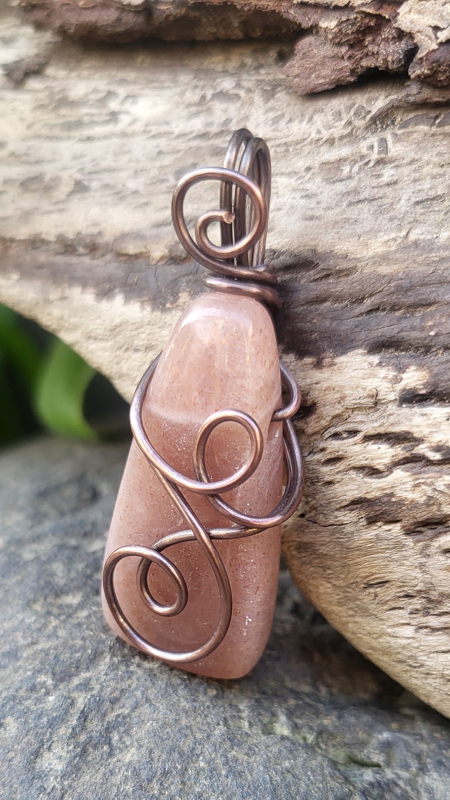 Peach Moonstone Copper Pendant