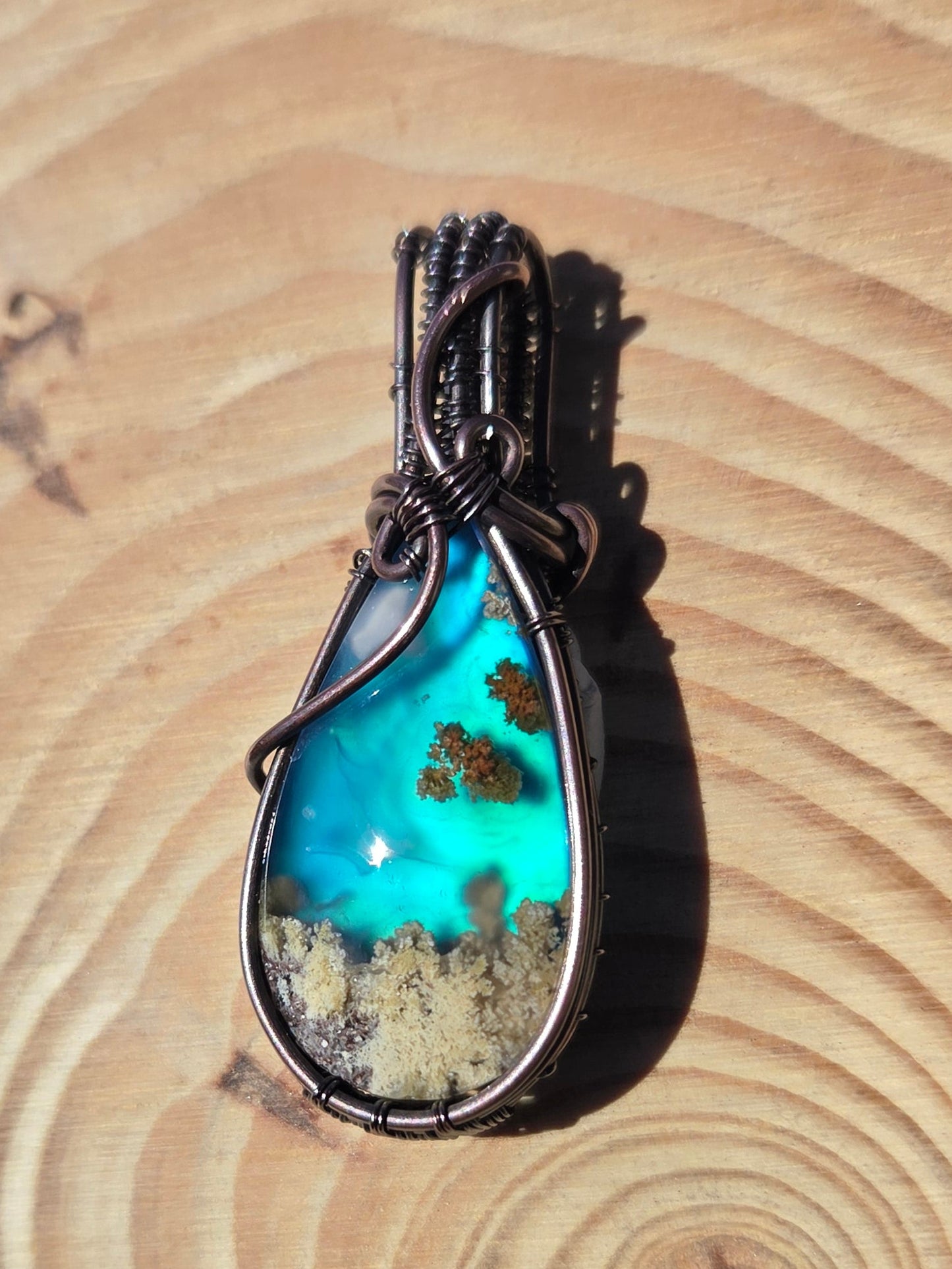 Moss Agate Aurora Opal Doublet Pendant