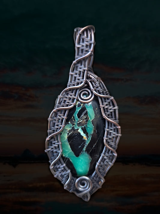 Super Fox Variscite Copper Wire Wrap Pendant