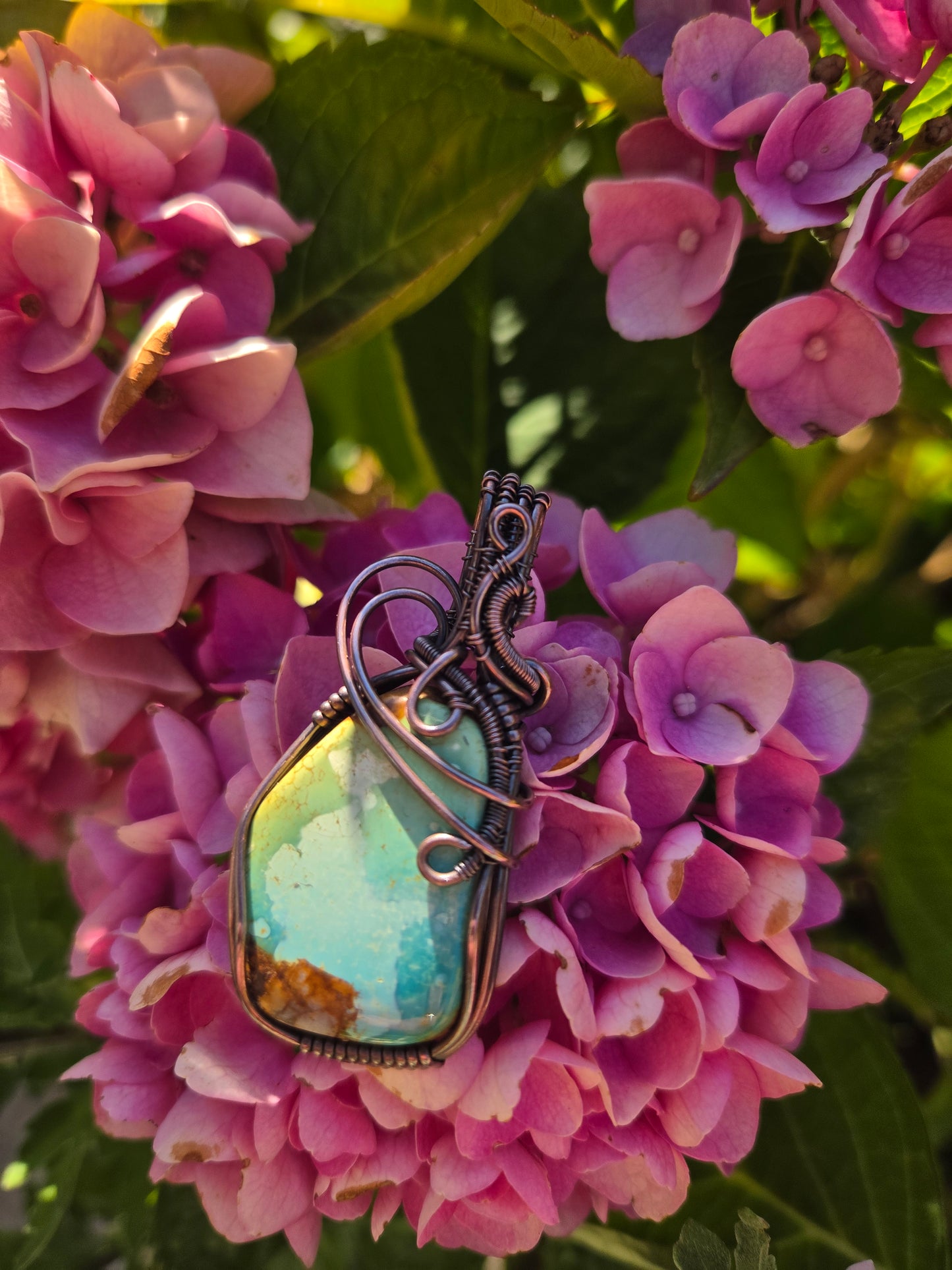 Handcrafted Royston Turquoise Copper Pendant