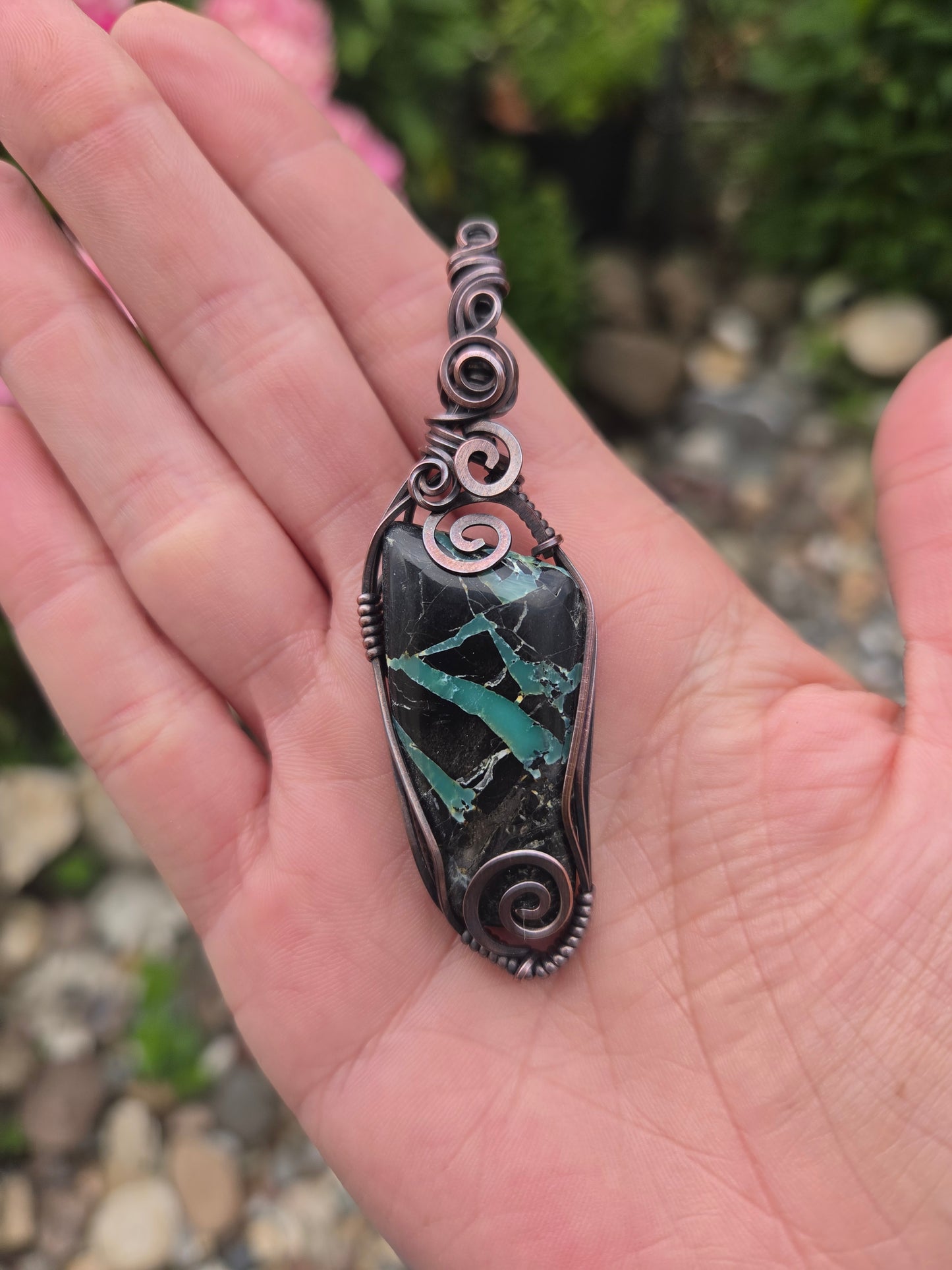 Super Fox Variscite Copper Wire Wrap Pendant