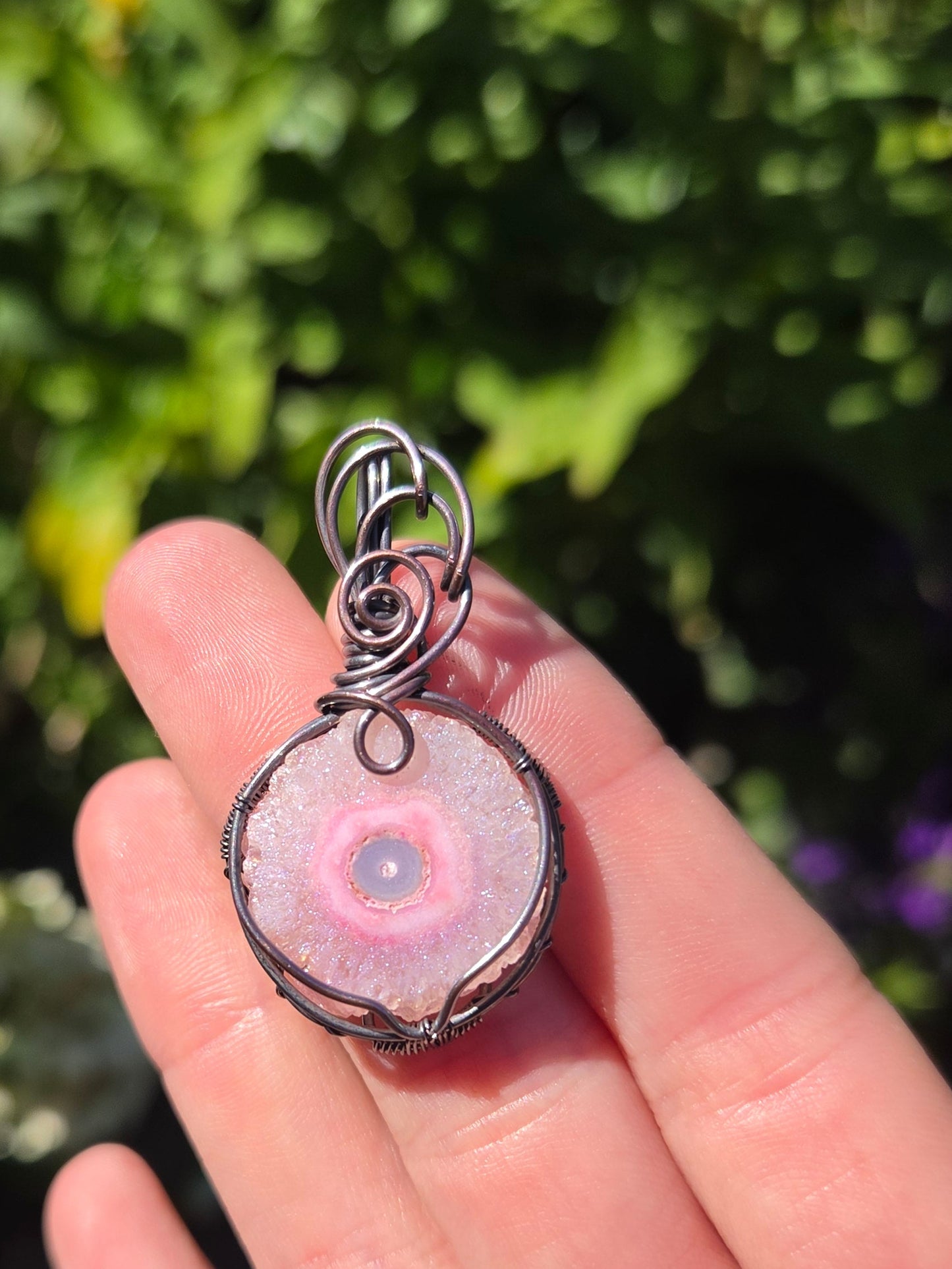 Pink Solar Quartz Pendant
