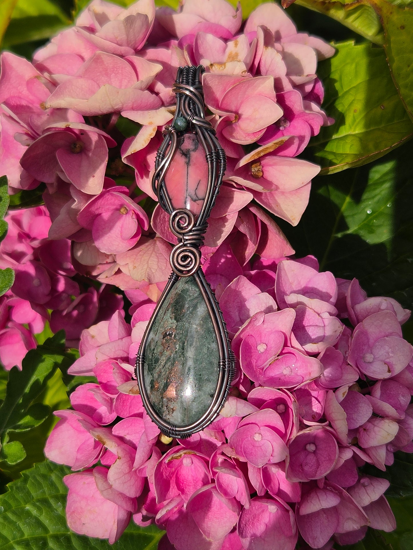 Rhodonite & Natural Copper Matrix w/ Jasper Accent Pendant