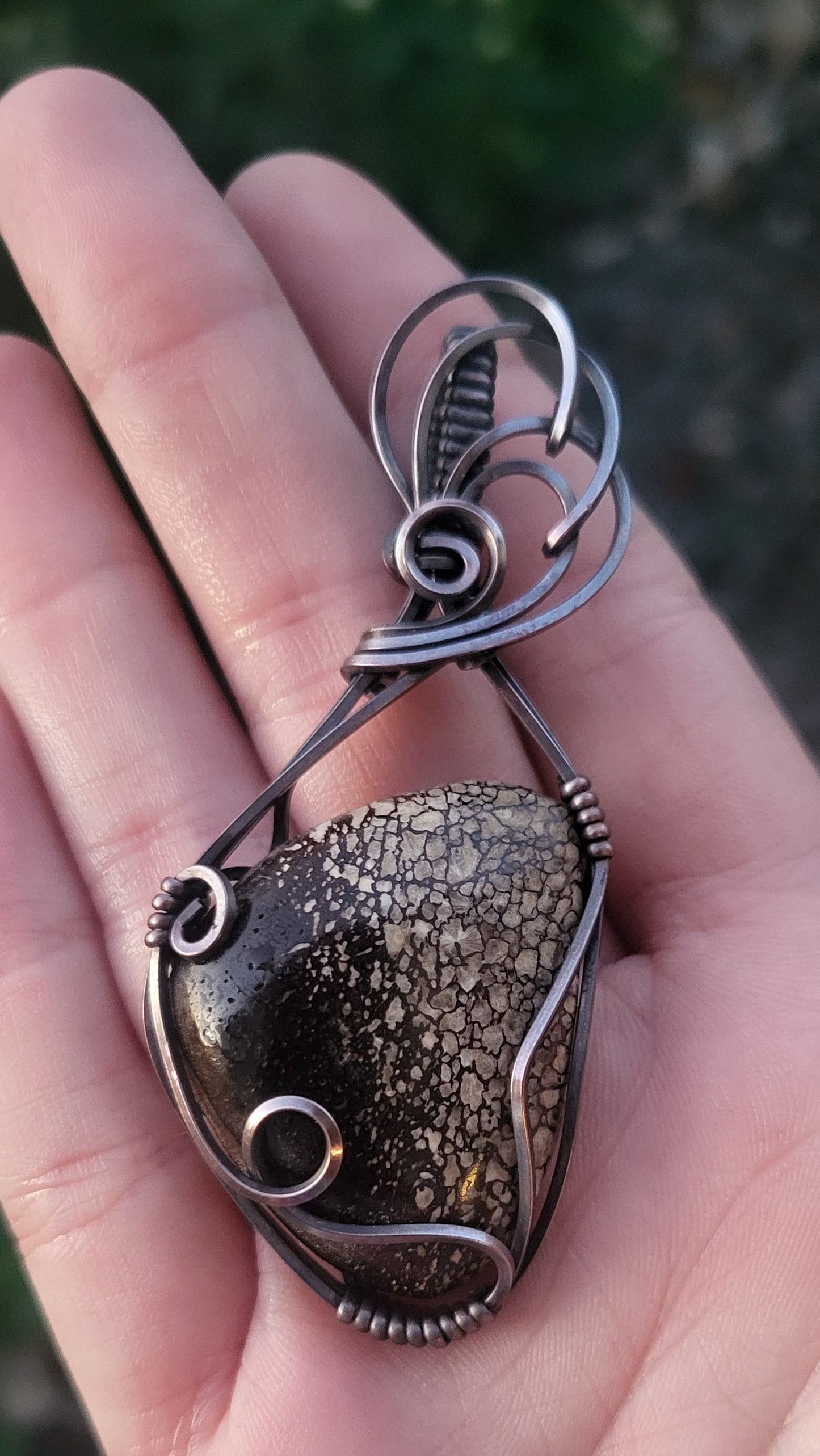 Gembone Cabochon Copper Pendant