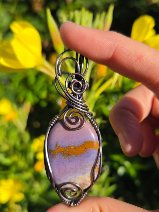 Burro Creek Agate Copper Wire Wrap Pendant