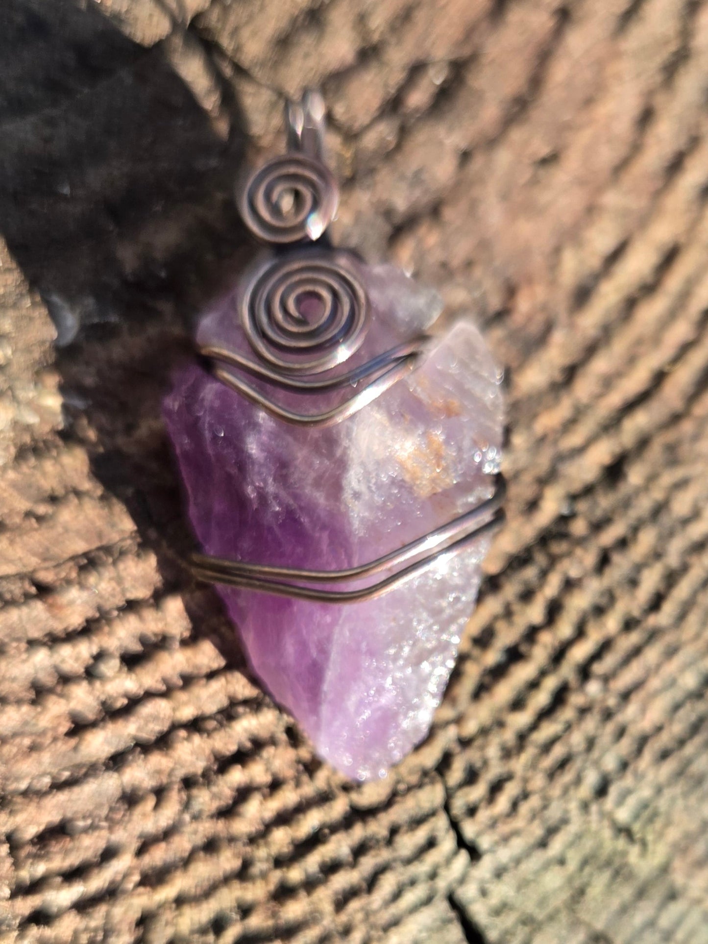 Amethyst Arrowhead Copper Wire Wrap Pendant